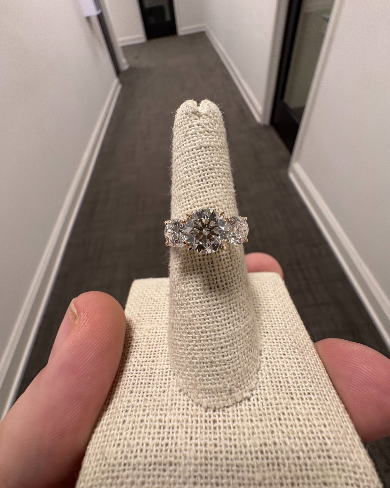 Jacob Louis Facebook ad: Three Stone Engagement Ring Lab Grown Diamond Rounds…