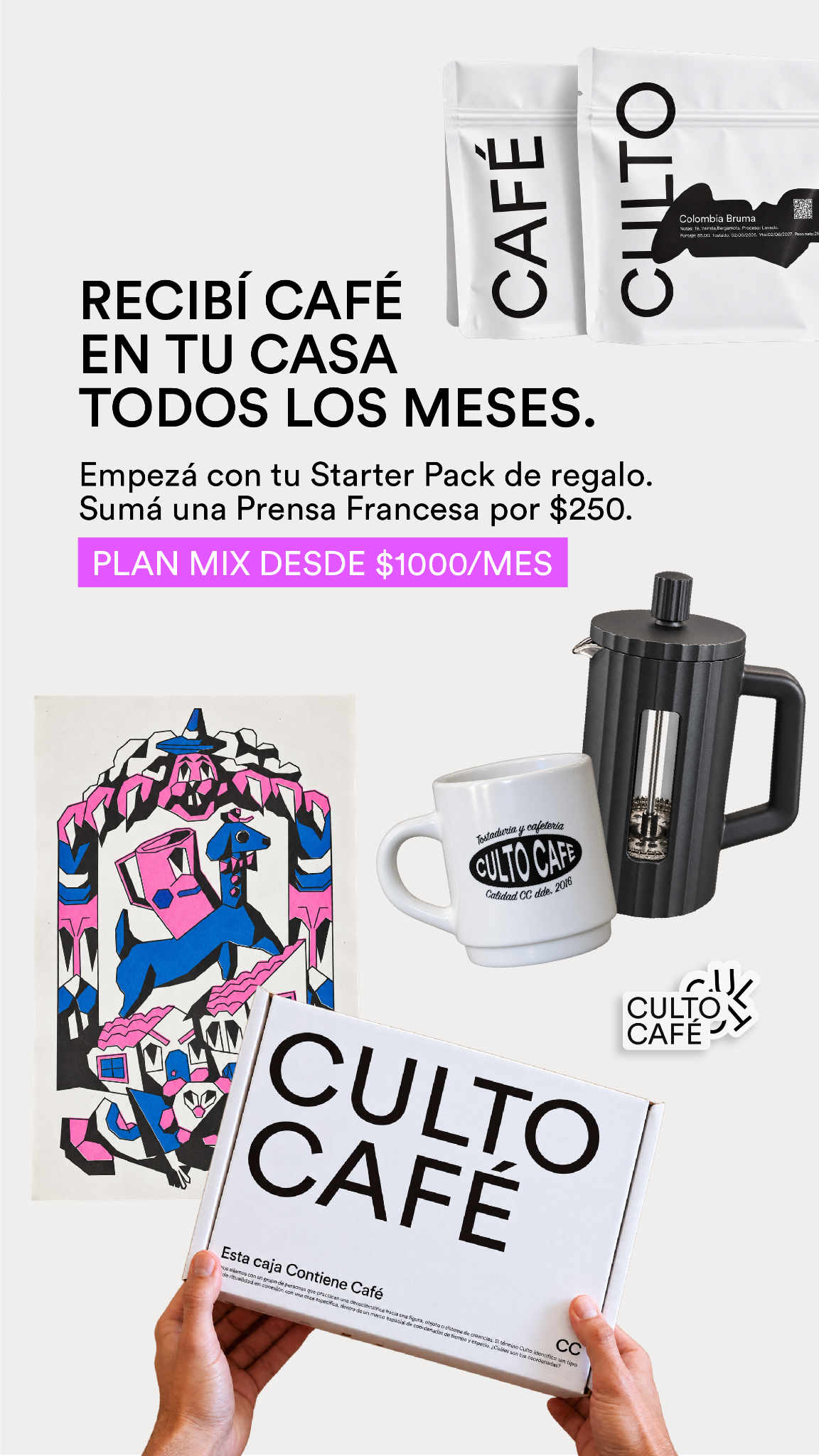 Culto Café Facebook ad: Suscribite a tu primer mes