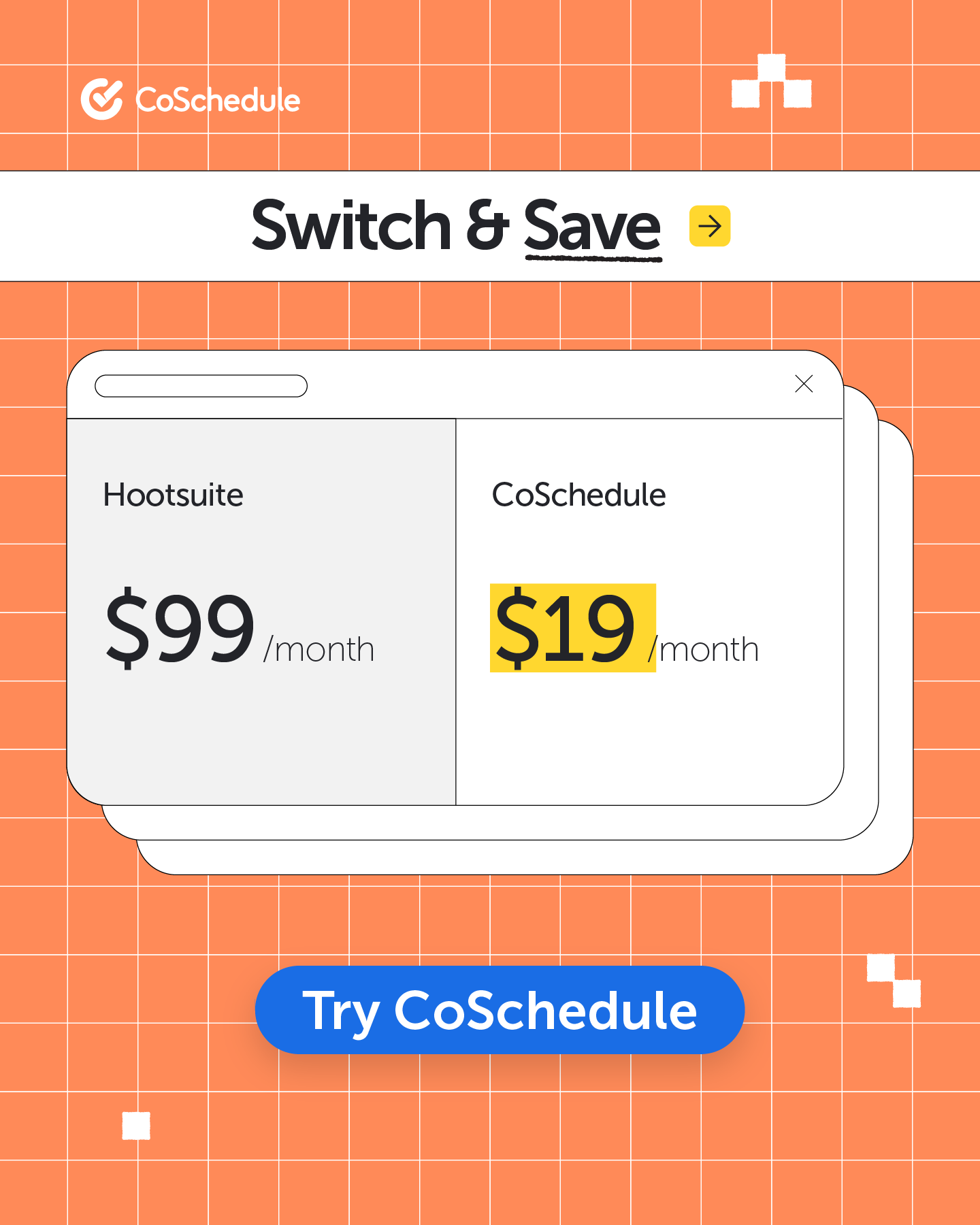 CoSchedule Facebook ad: Social media management at $19/month