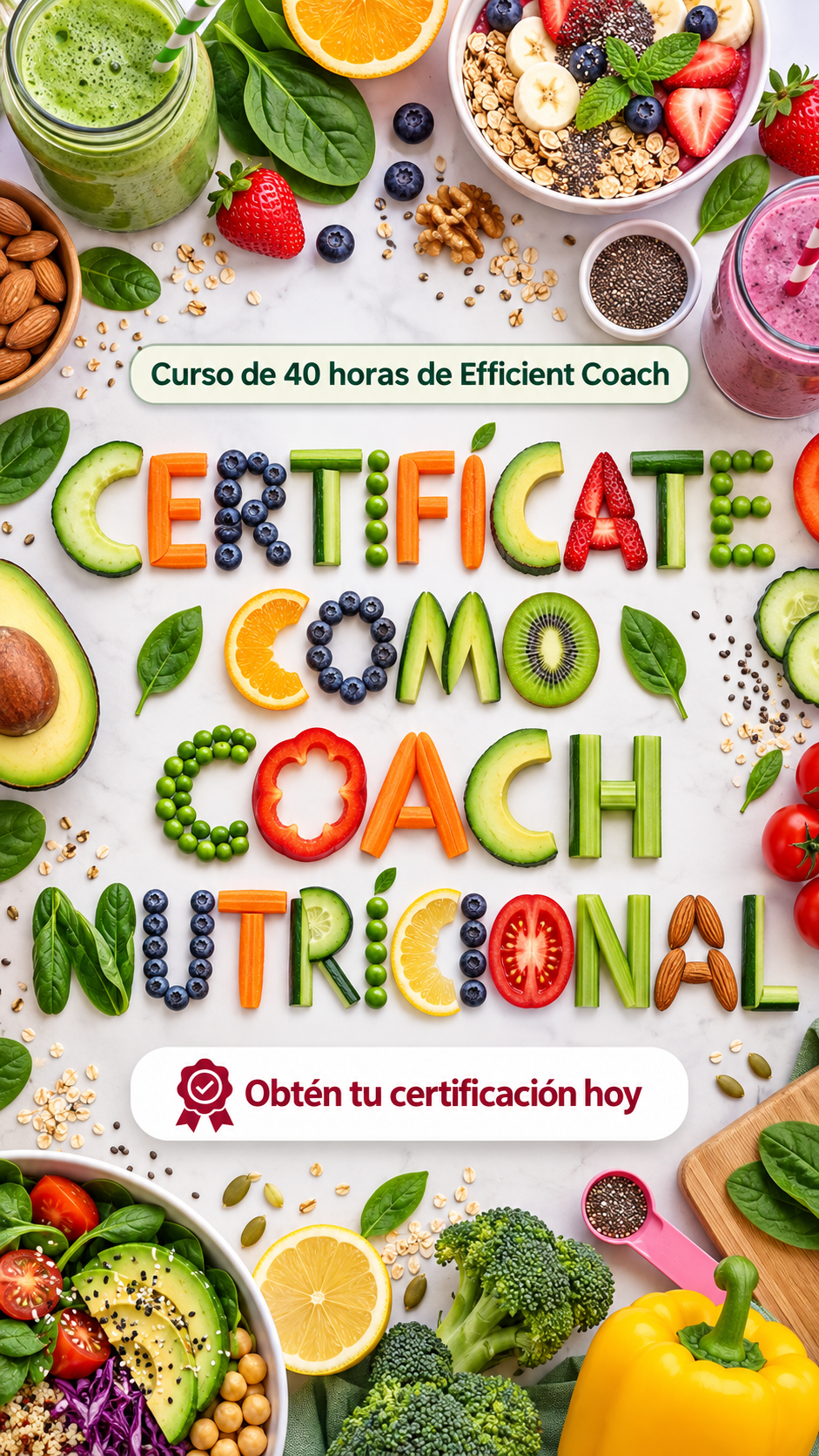Efficient Coach Facebook ad: NUEVO: Conviértete en Coach de Nutrición Certificado