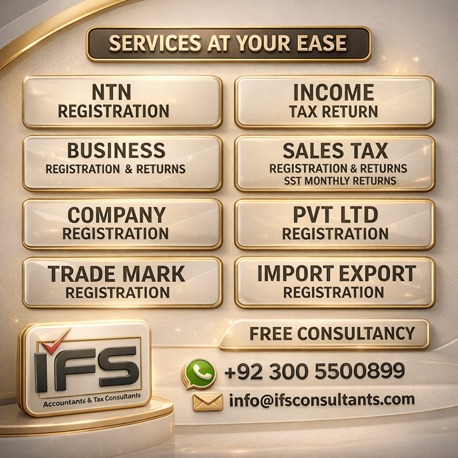 IFS Accountants & Tax Consultants Facebook ad: • Company Registration with SECP