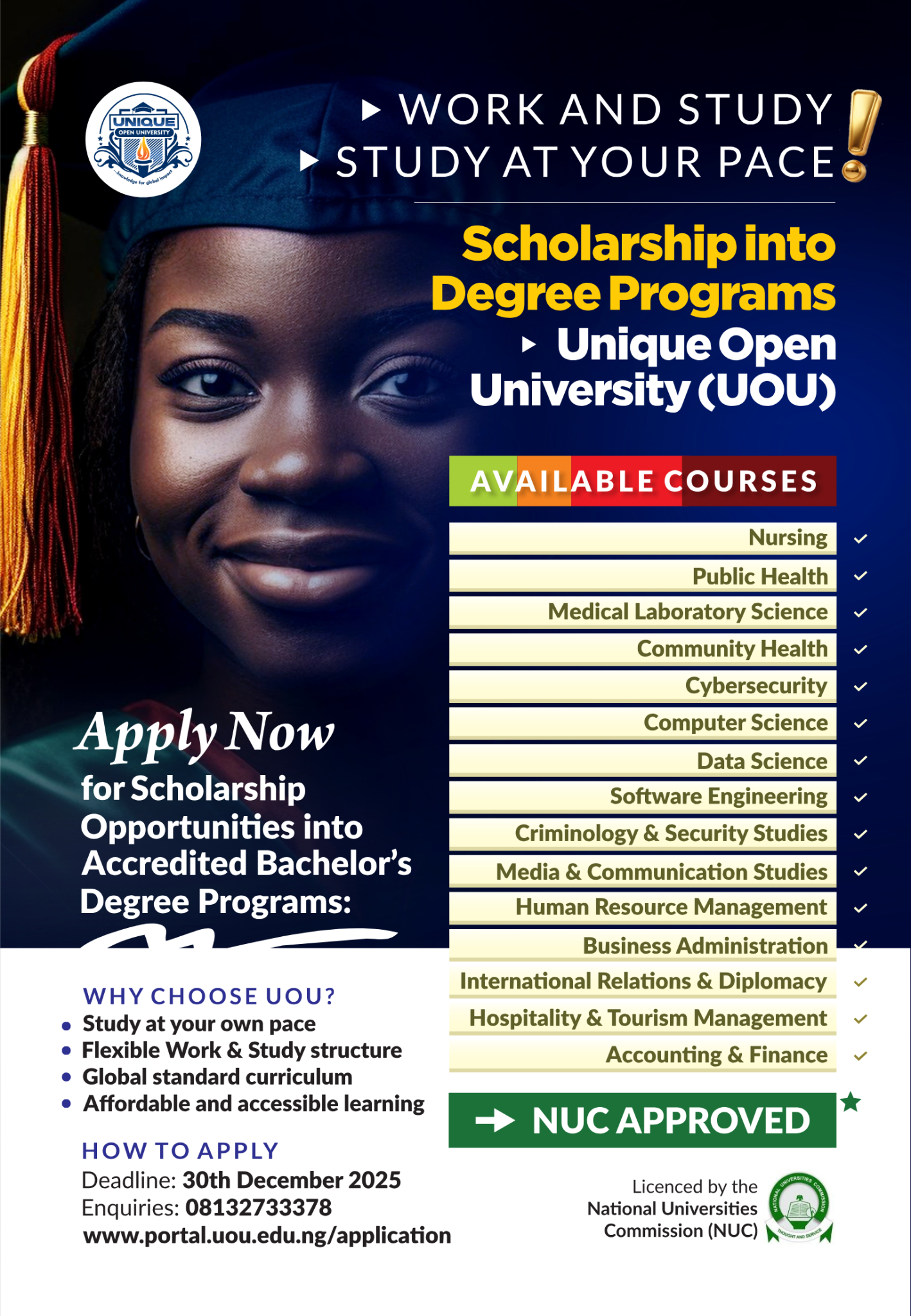 Unique Open University Facebook ad from Dec 12, 2025