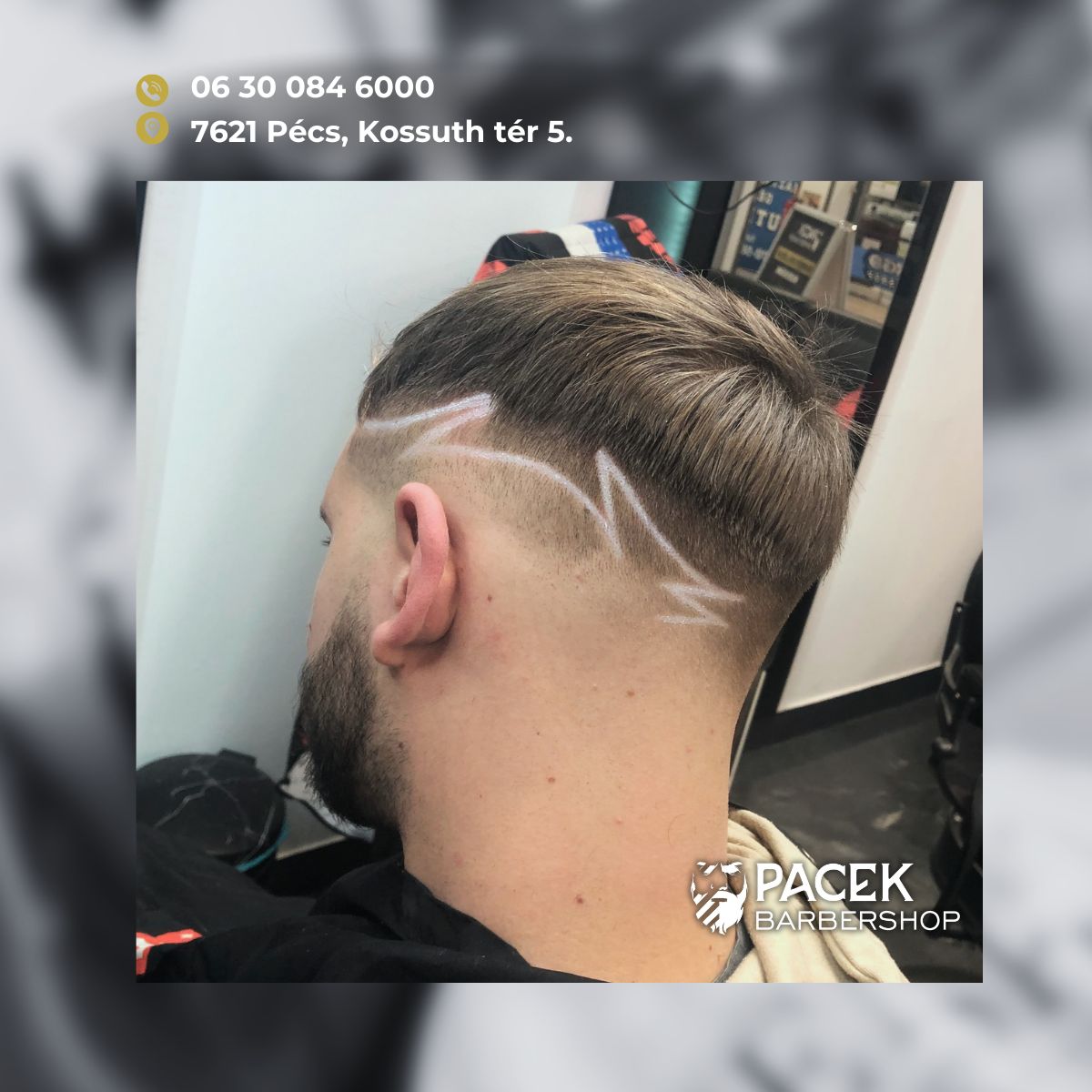 Pacek Barbershop & Studio Pécs Konzum Facebook ad: Fresh fade, fearless vibes.
