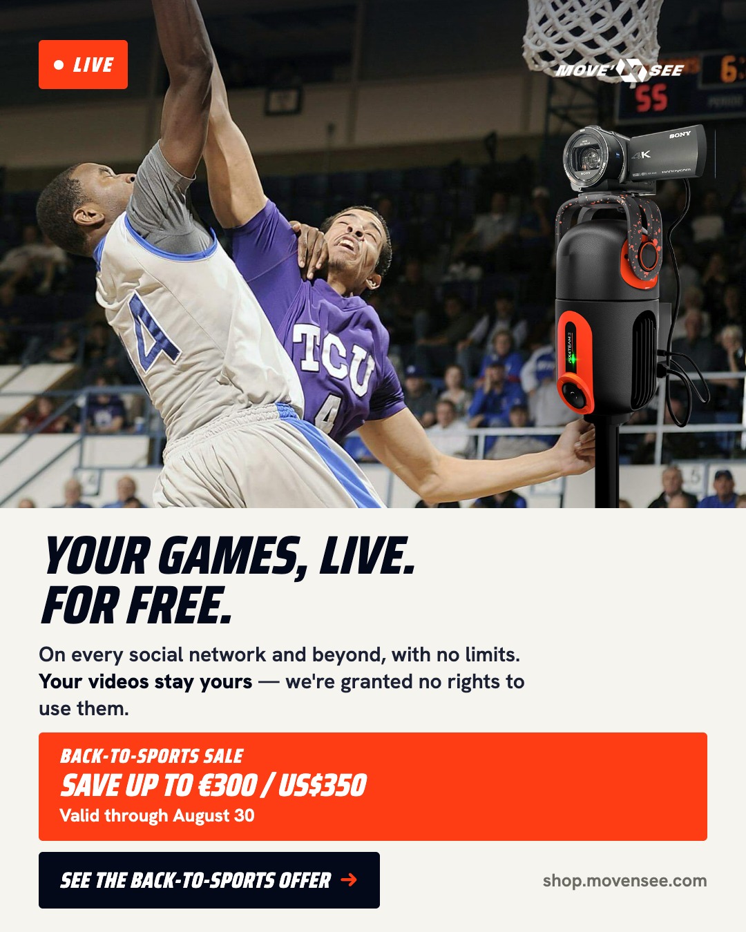 Pix4Team by MOVE 'N SEE Facebook ad: AI automated sports camera