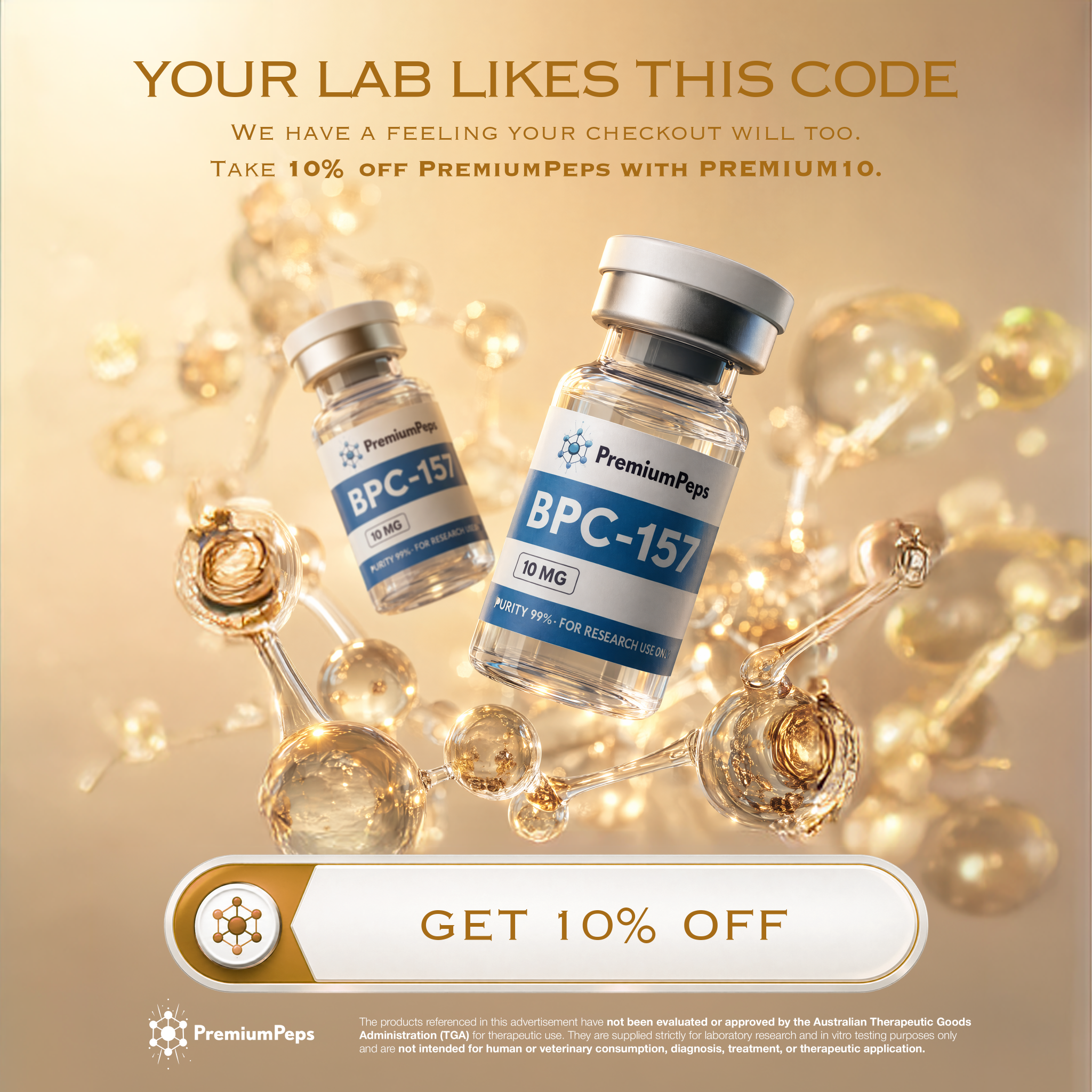 Premium Peptides Facebook ad: Explore PremiumPeps