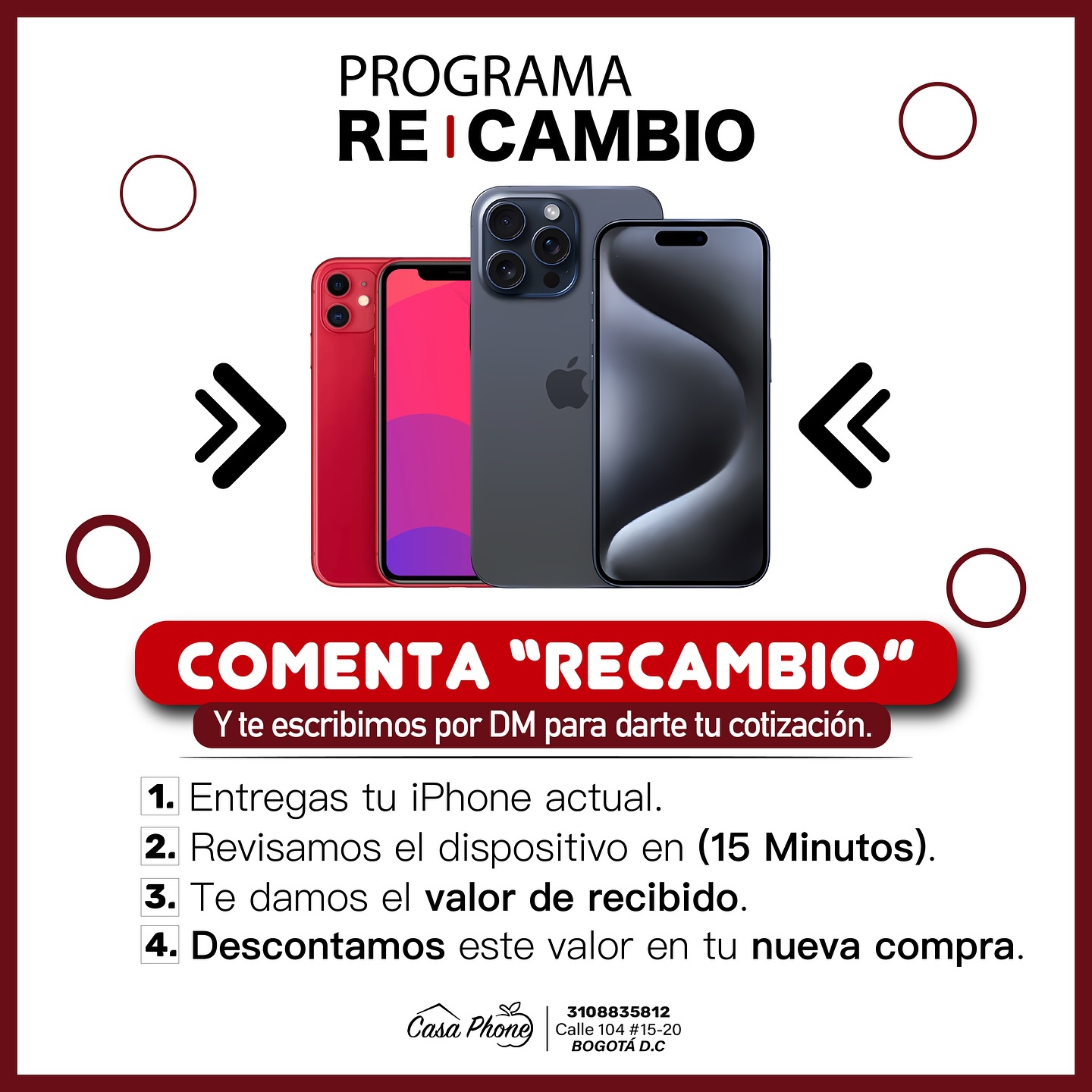 Casa Phone Colombia Facebook ad: Tu iPhone ya pide pensión…