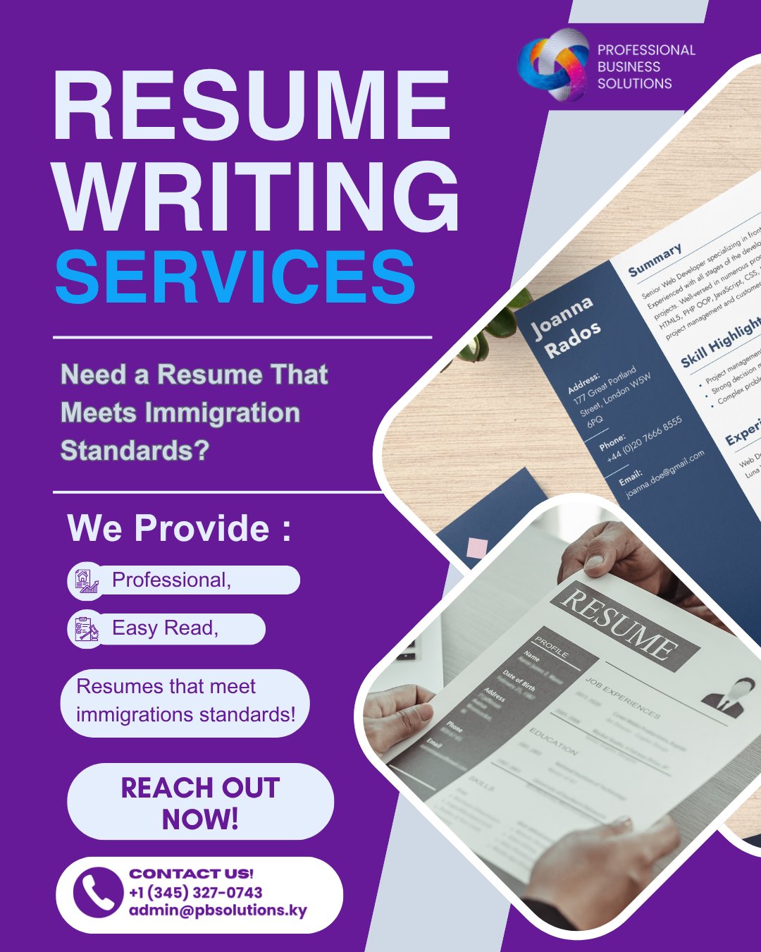 Professional Business Solutions Facebook ad: Need a resume that gets noticed?