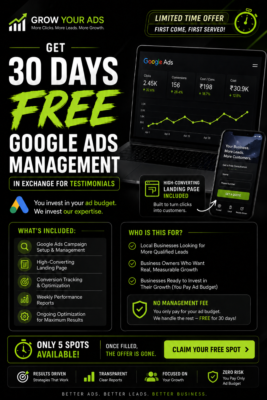 GrowyourAds.shop Facebook ad: 30 Days Free Google Ads Management