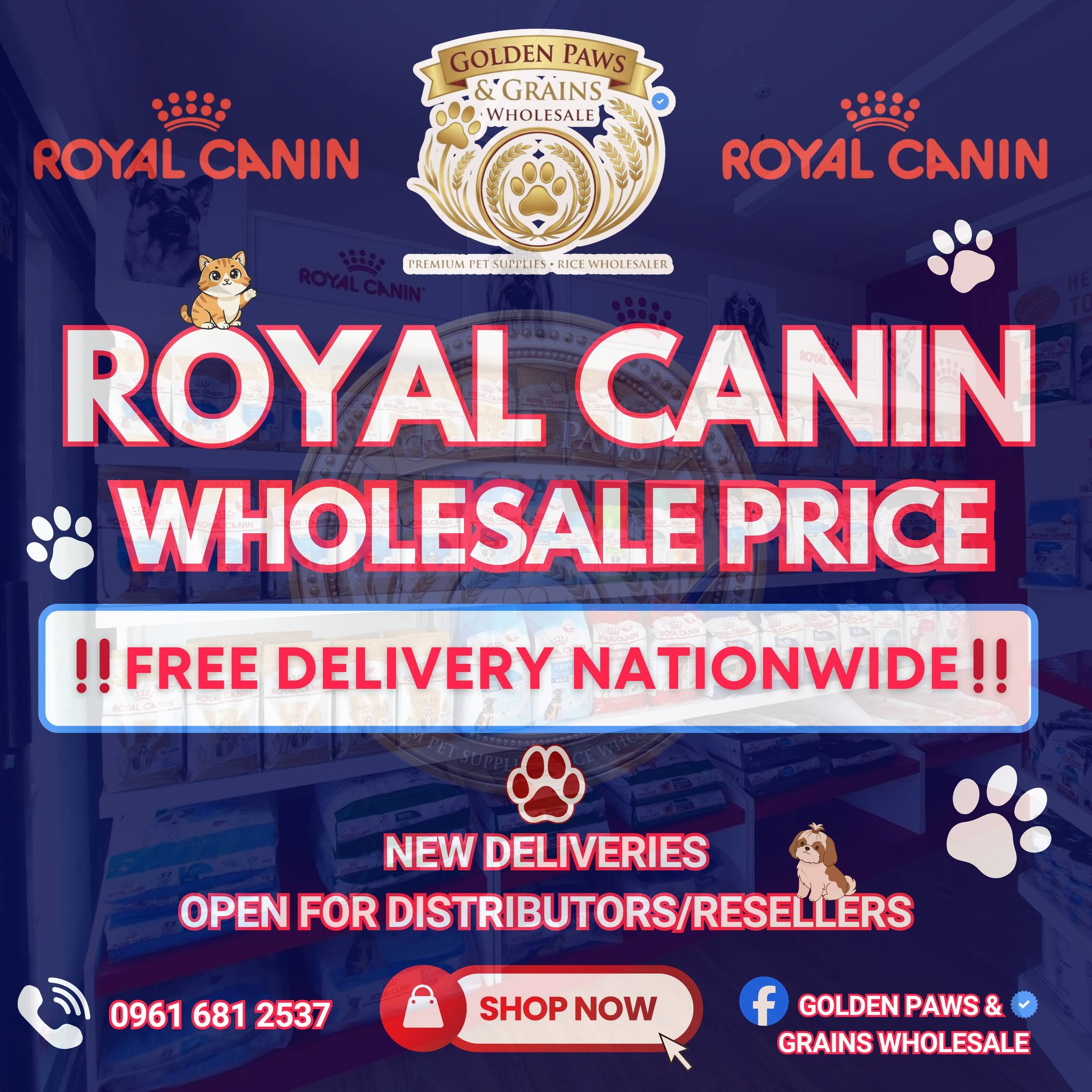 Golden Paws & Grains Wholesale Facebook ad