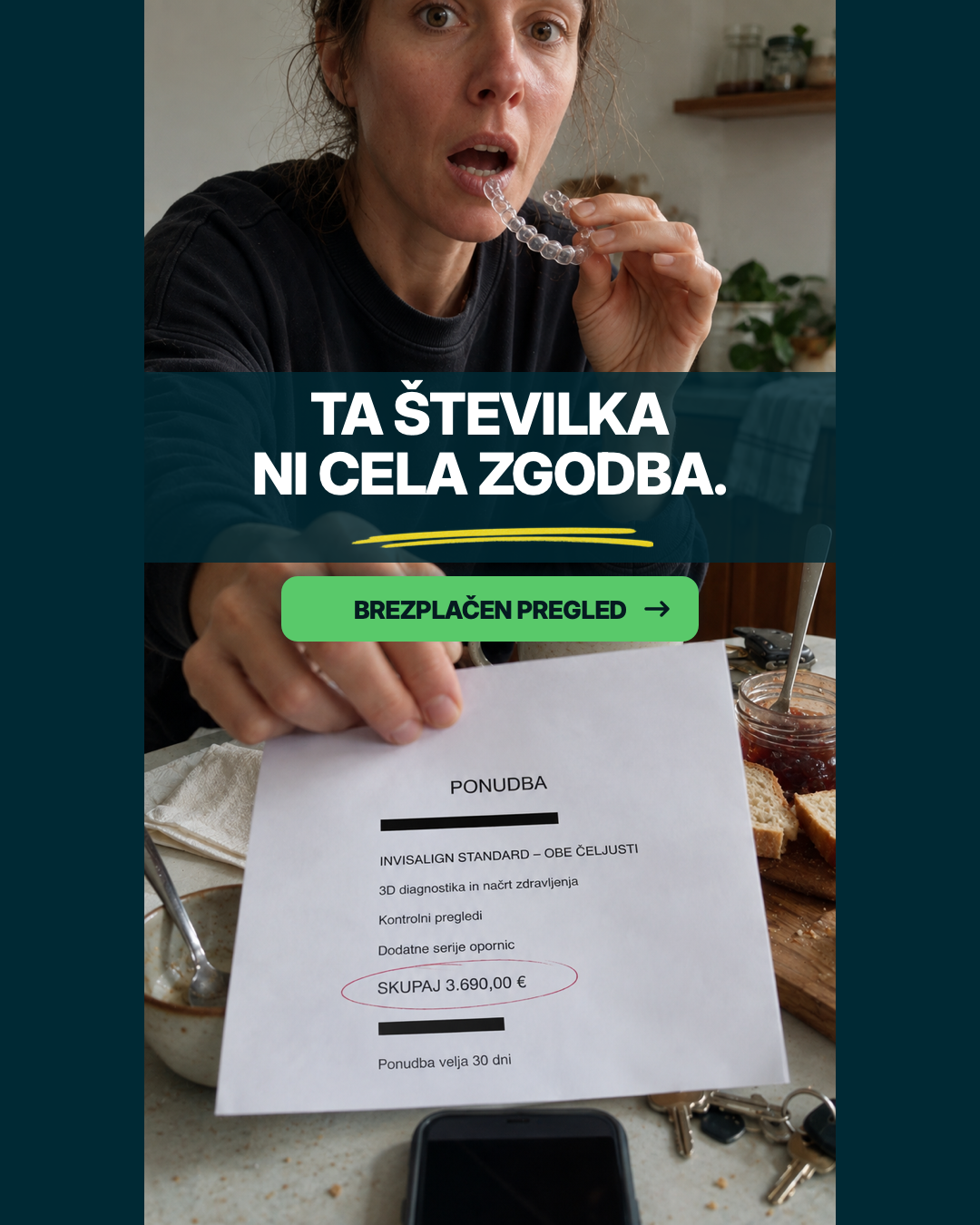 OrthoDental Facebook ad: Ponudba ni samo številka