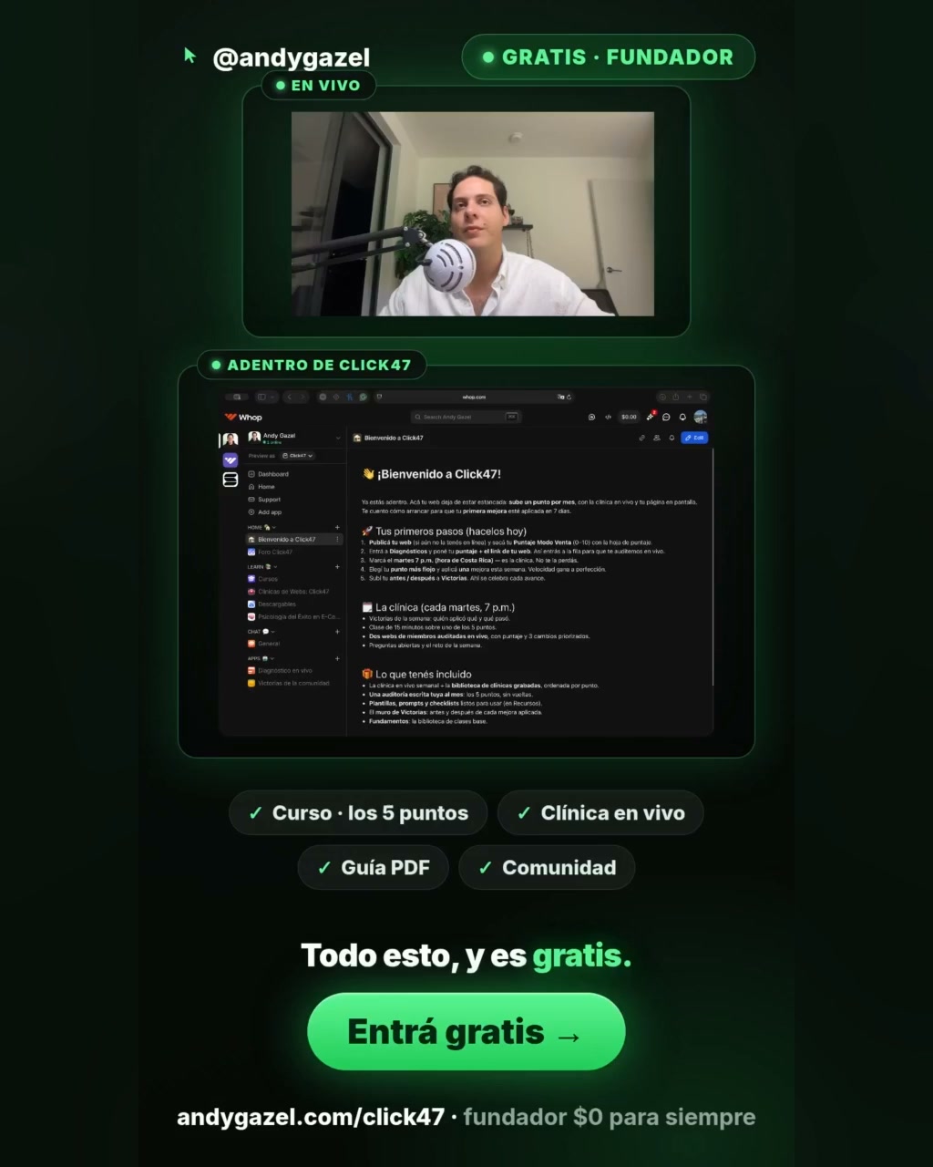 Andy Gazel Facebook ad: La comunidad gratuita que le faltaba