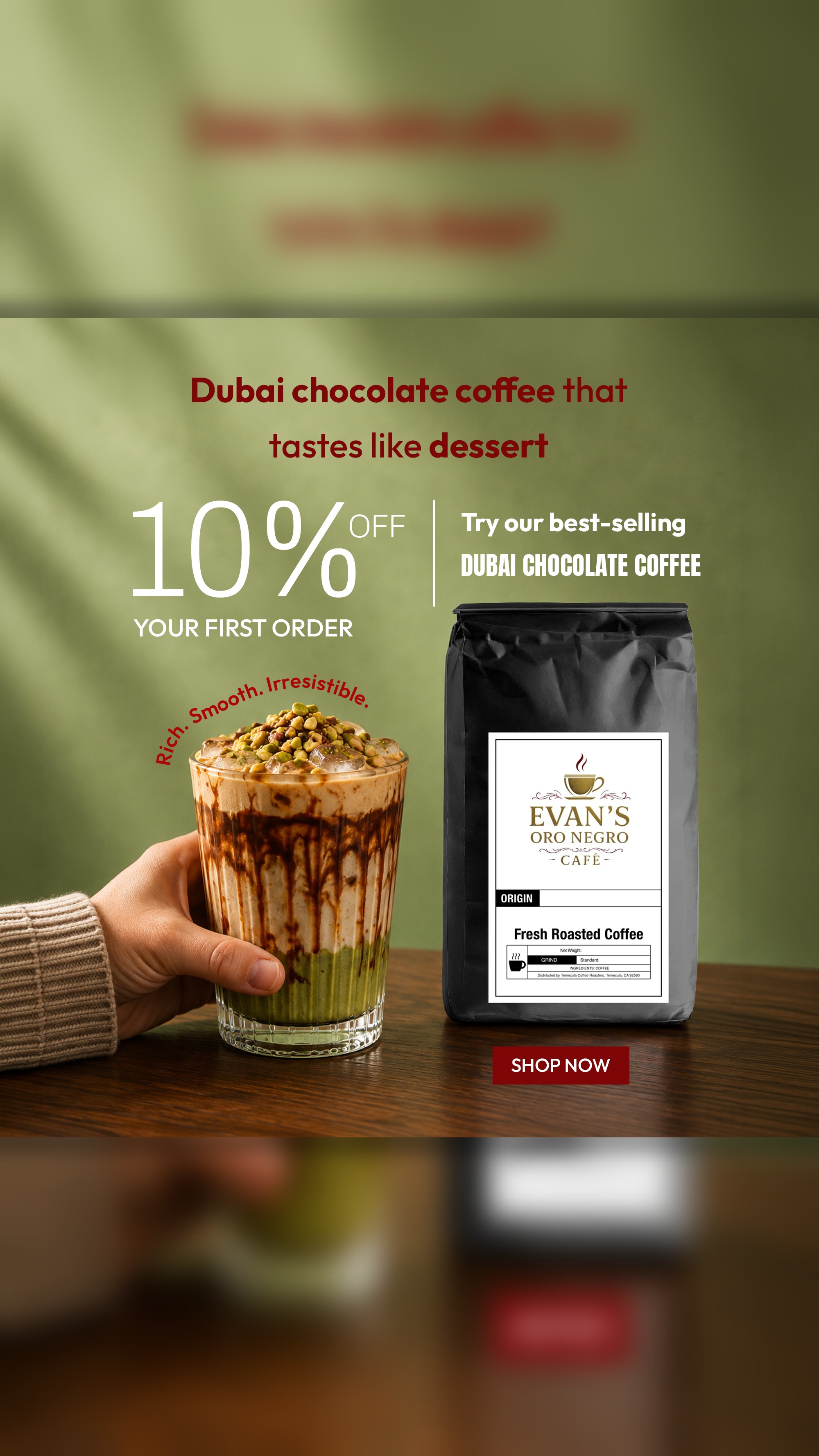 Evan's Oro Negro Cafe Facebook ad