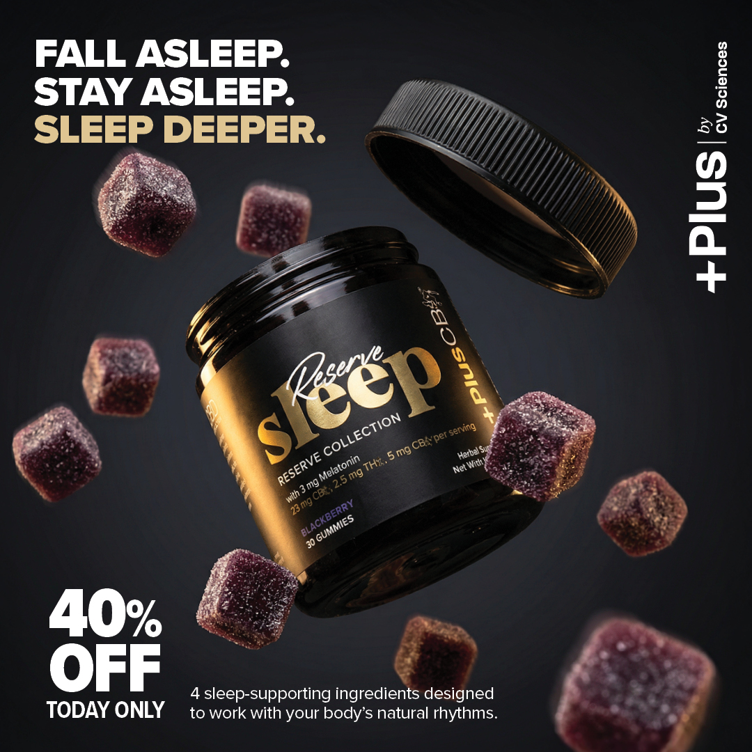 Plus by CV Sciences Facebook ad: Reserve Your Best Sleep