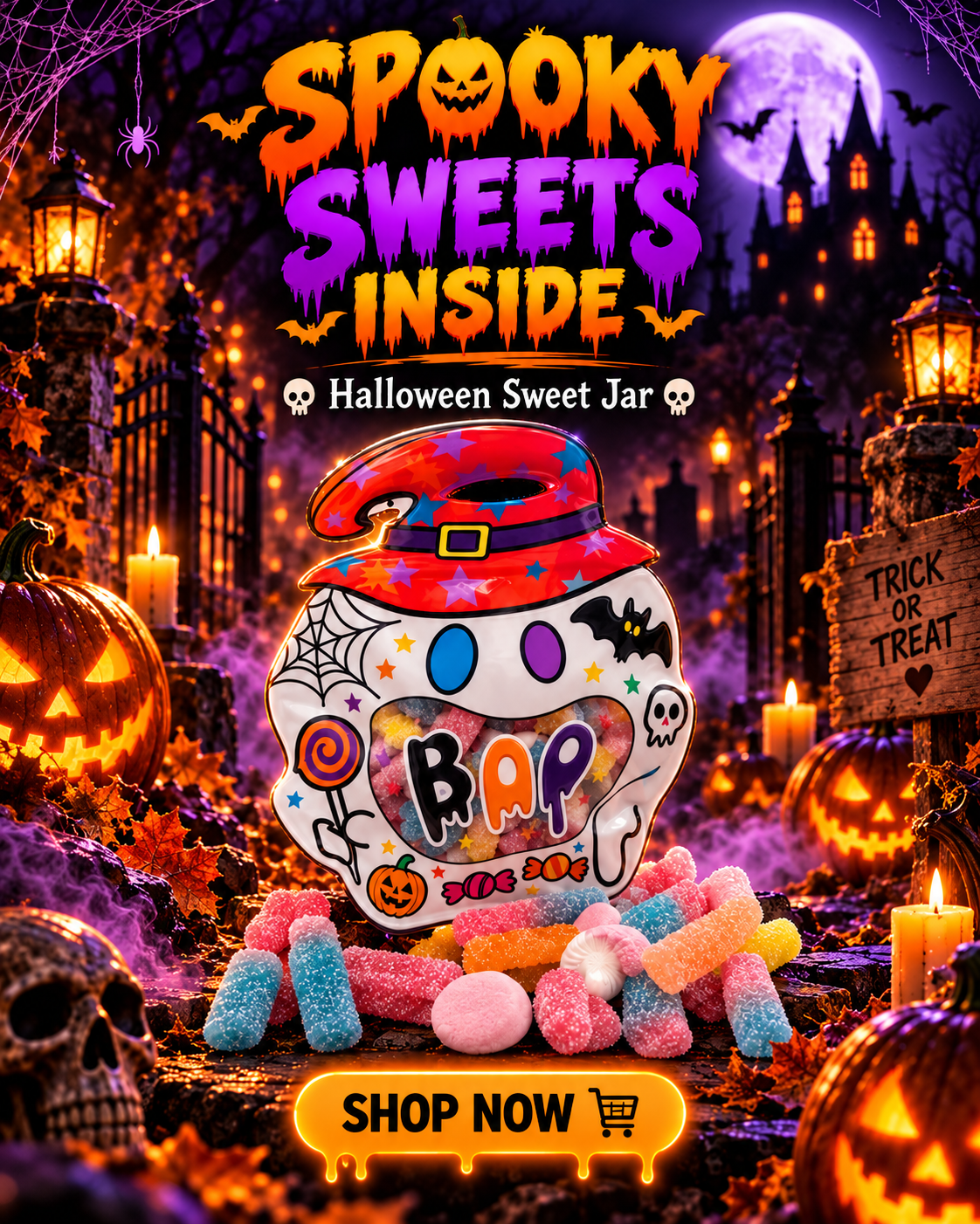 Velvet Candies Facebook ad: Halloween Treats Worth Fighting Over