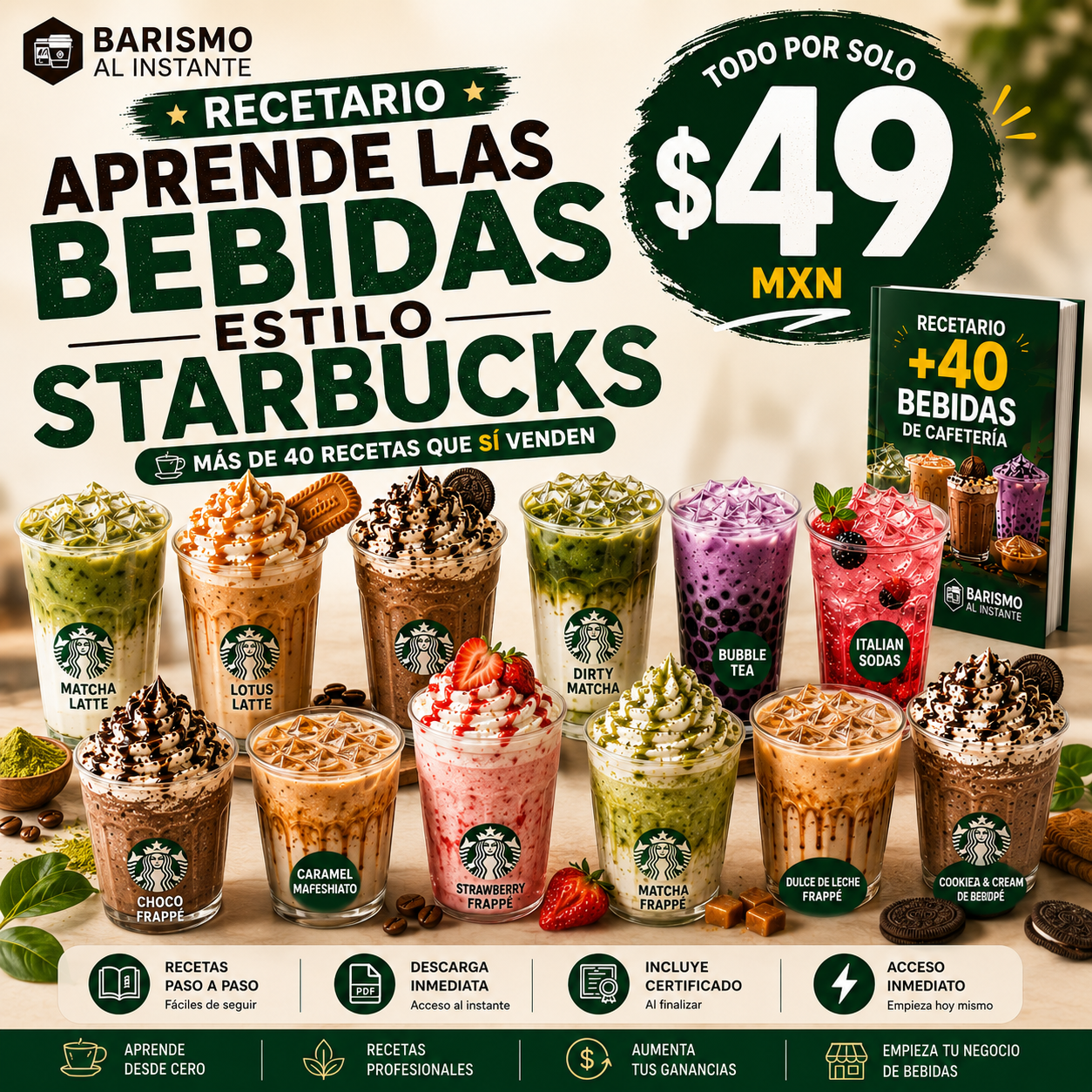 Barismo al Instante Facebook ad: Recetario desde $49 PESOS
