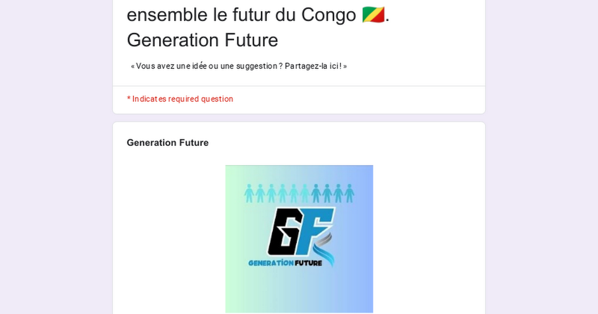 Ensemble avec Ndinga Welcome Facebook ad: Titre: Boîte à idées, Construisons ensemble le futur du…