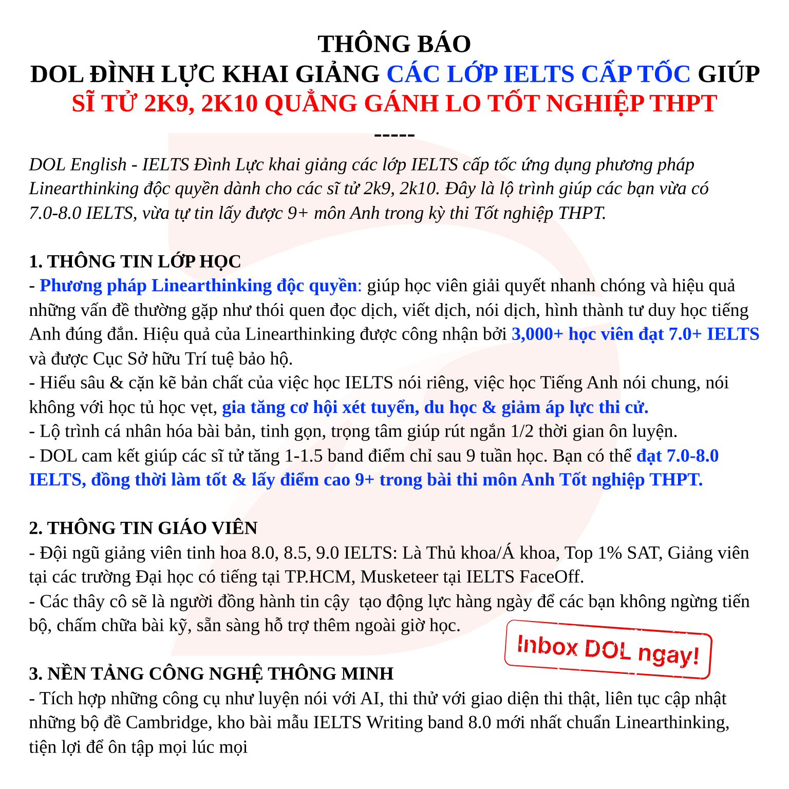 DOL Đình Lực - Học IELTS SAT TOEIC Online Facebook ad