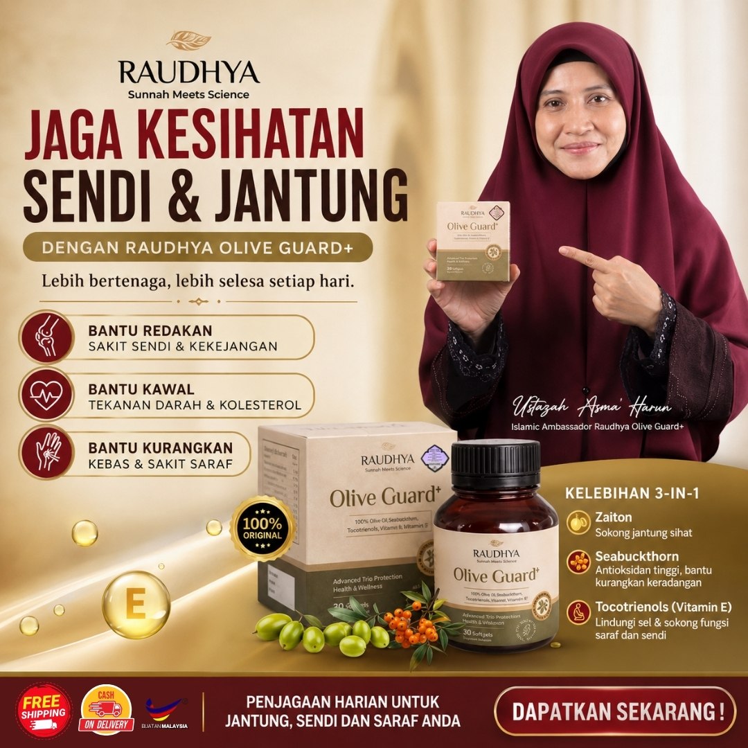 Asma Harun Wellness Raudhya Olive Guard Facebook ad: Dapatkan Olive Guard+ Original Hologram Disini >>