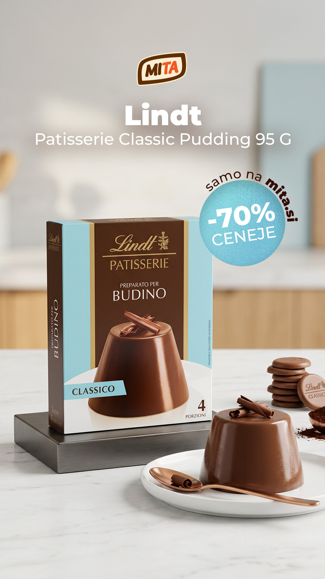 Trgovina MITA Facebook ad: Lindt puding -70% ceneje!