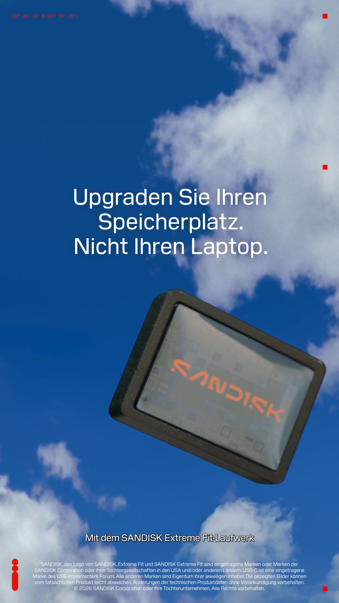 Sandisk Facebook ad: SANDISK Extreme Fit Drive.