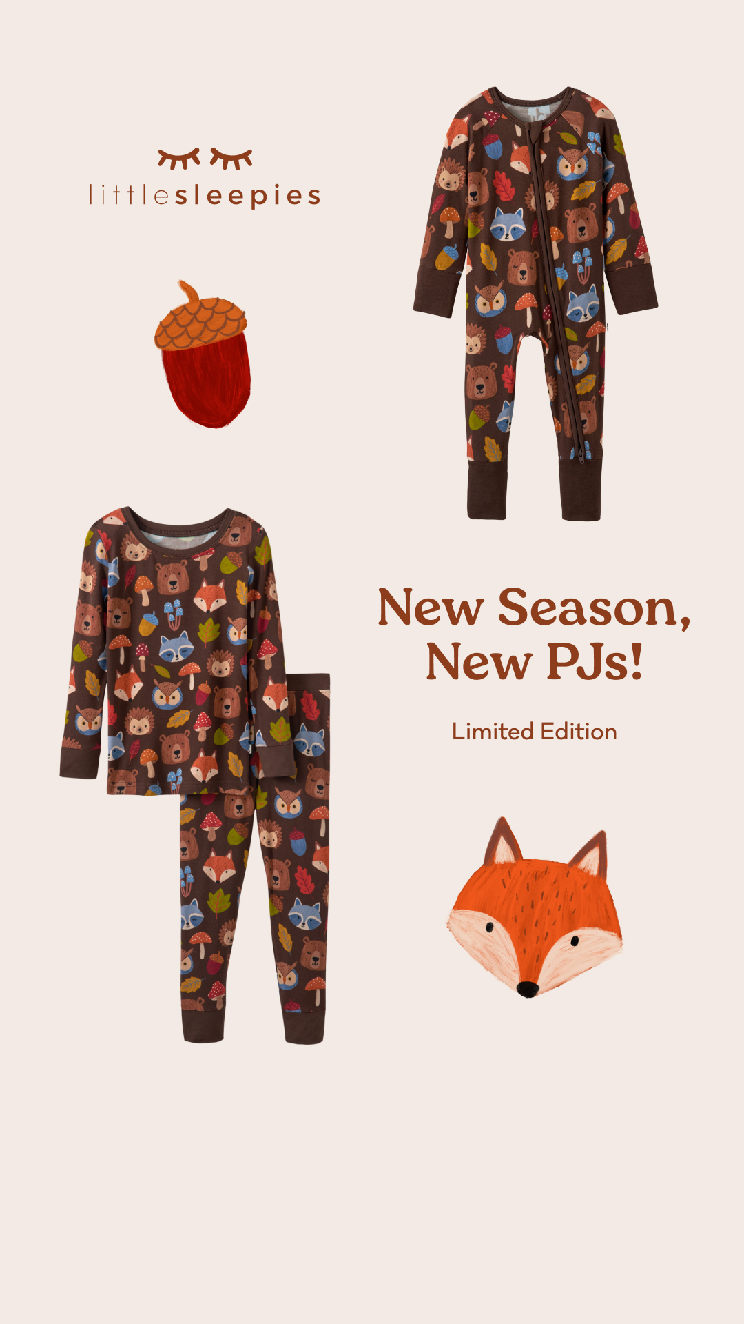 Little Sleepies Facebook ad: Forest Crew & Fall Solids