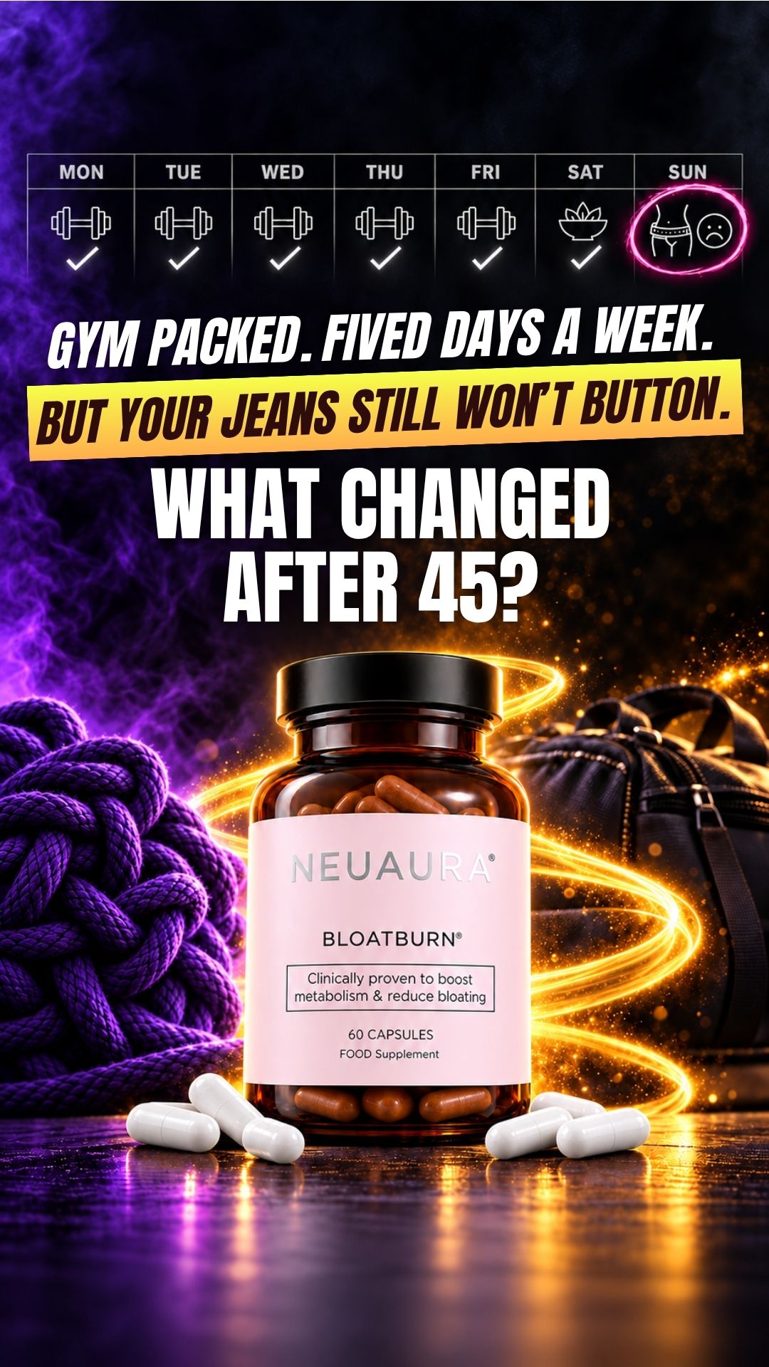 Neuaura Facebook ad: Beat Bloat in 60 Minutes