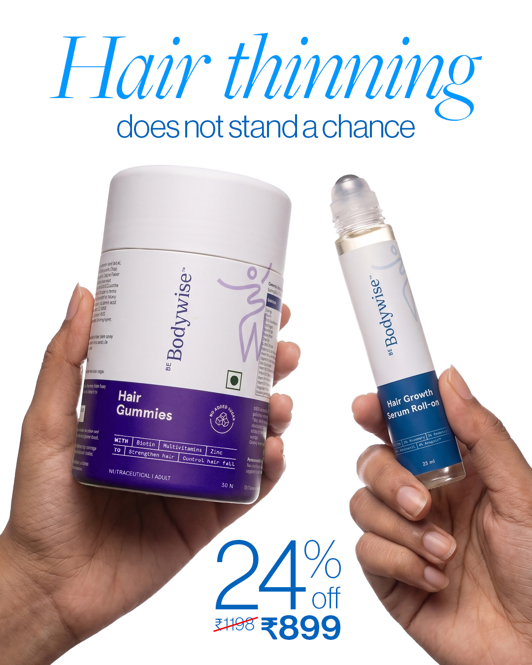 Be Bodywise Facebook ad: 90% women saw reduction in hair fall and new hair growth!