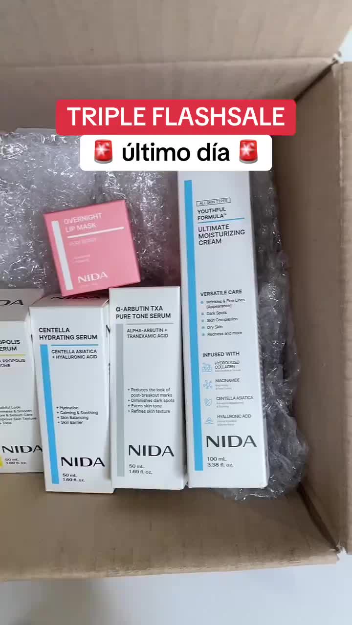 NIDA Skincare Facebook ad: 7 Productos Tamaño Completo por $71