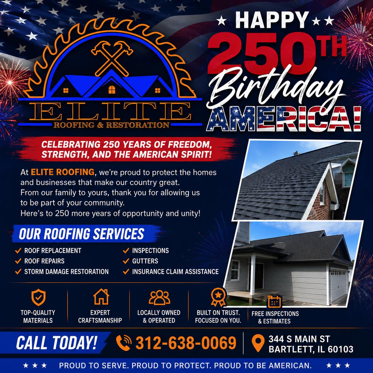 Elite Roofing & Restoration Facebook ad