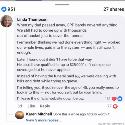 Megan Cooper Facebook ad: Up to $25k* in Final Expense Coverage