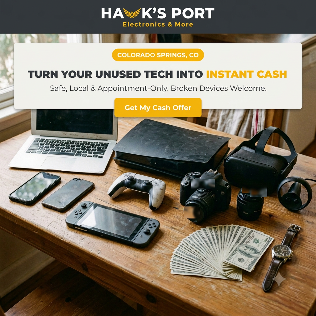 Hawk's Port Electronics & More Facebook ad