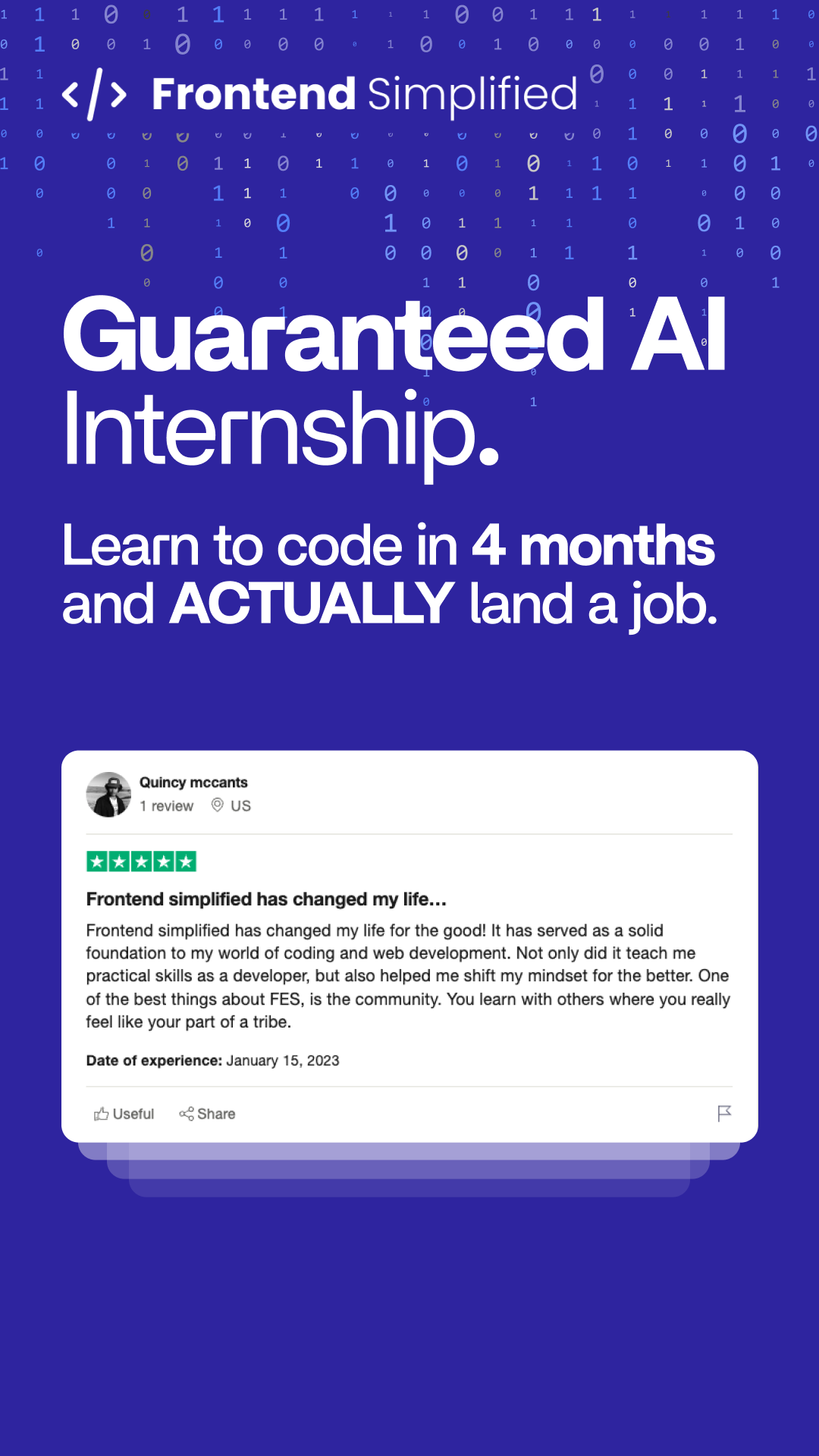 Frontend Simplified Facebook ad: Learn to code in 12 weeks