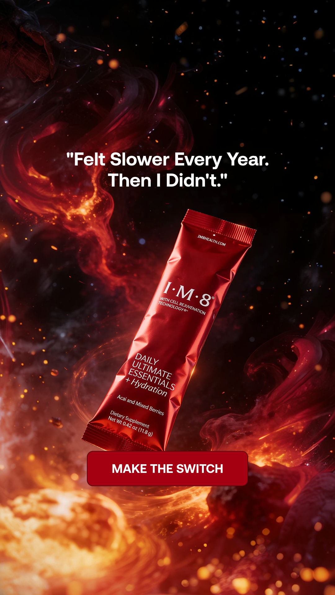 IM8 Facebook ad: One Scoop. 16 Supplements. Zero Guesswork.