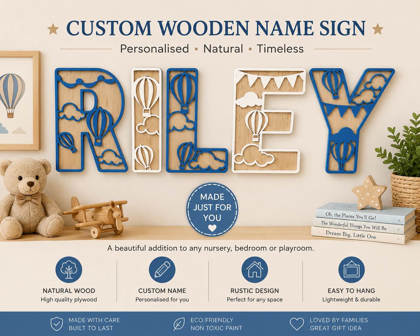Angela Ryan Facebook ad: Themed Layered Letters / Name Plaques