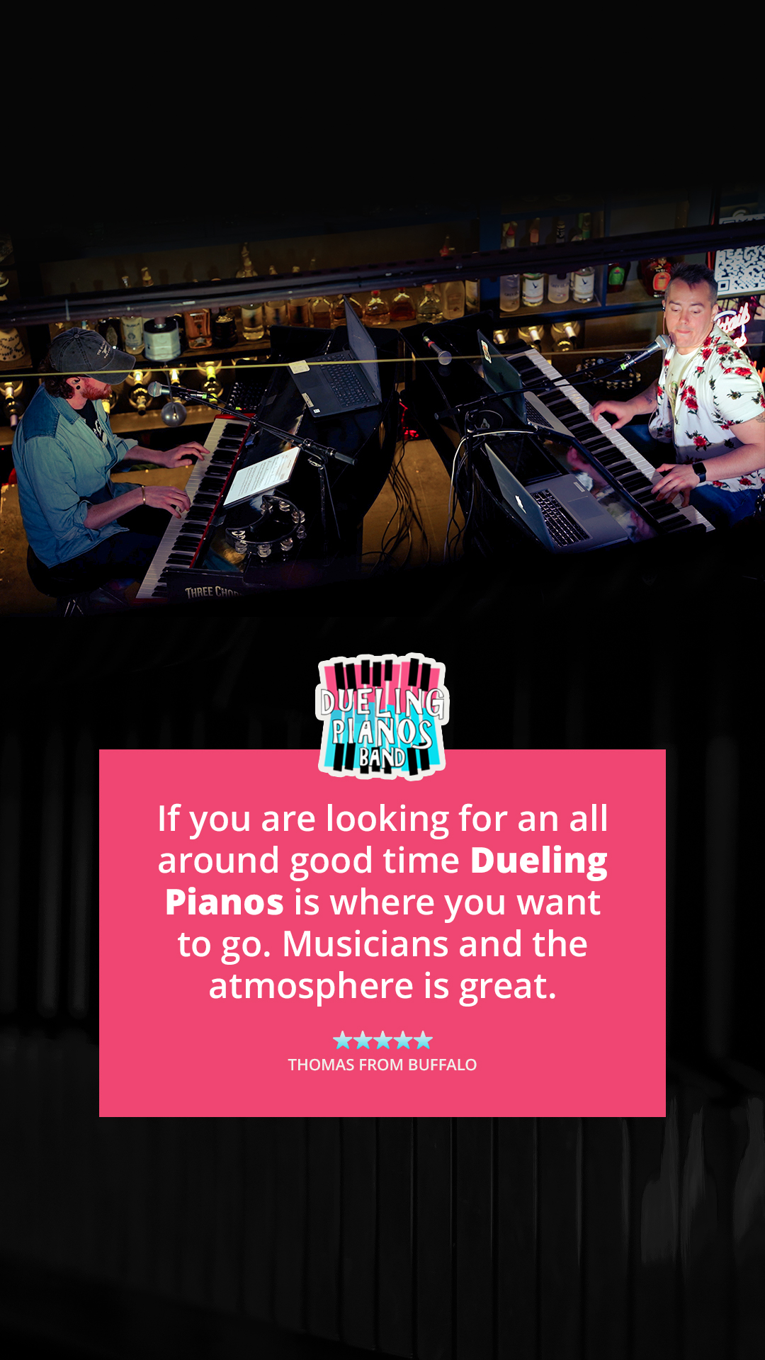 DuelingPianos716 Facebook ad from May 26, 2025