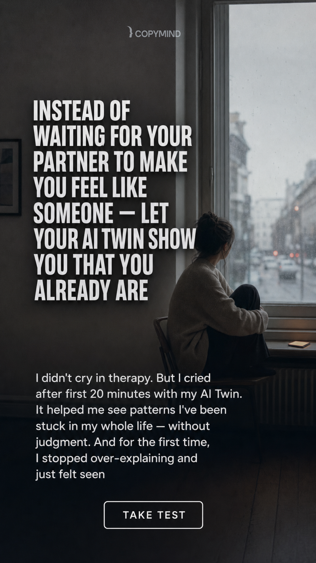 Copymind: AI twin for therapy Facebook ad