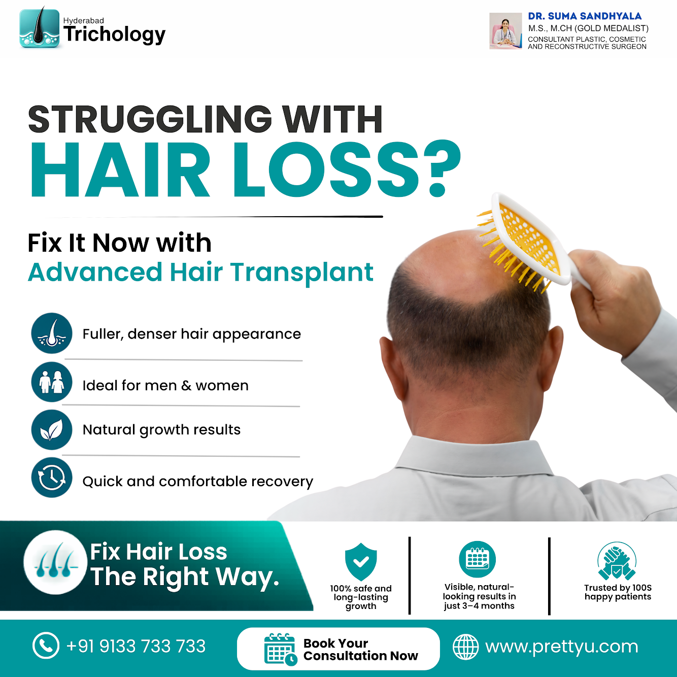 Hyderabad Trichology Facebook ad from Apr 20, 2026