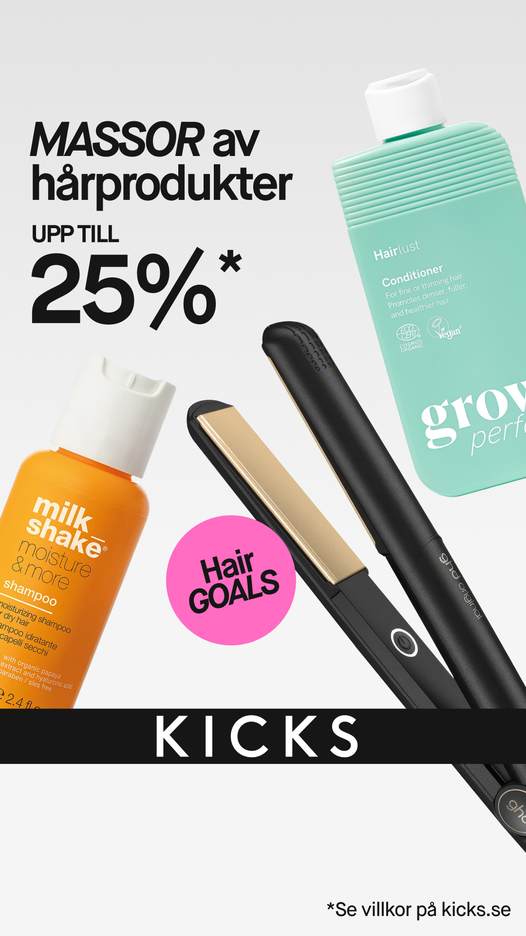 KICKS Facebook ad: 25% på hårprodukter