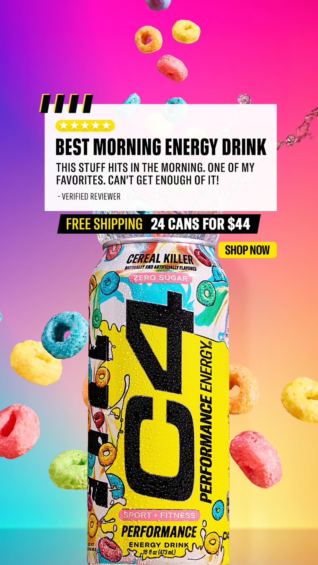 C4 Energy Facebook ad: 200mg of Caffeine, Zero Sugar