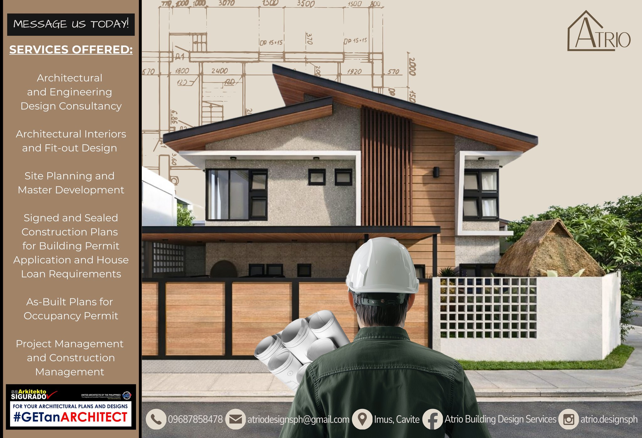 Atrio Building Design Services Facebook ad: Message us today and let’s start designing your…