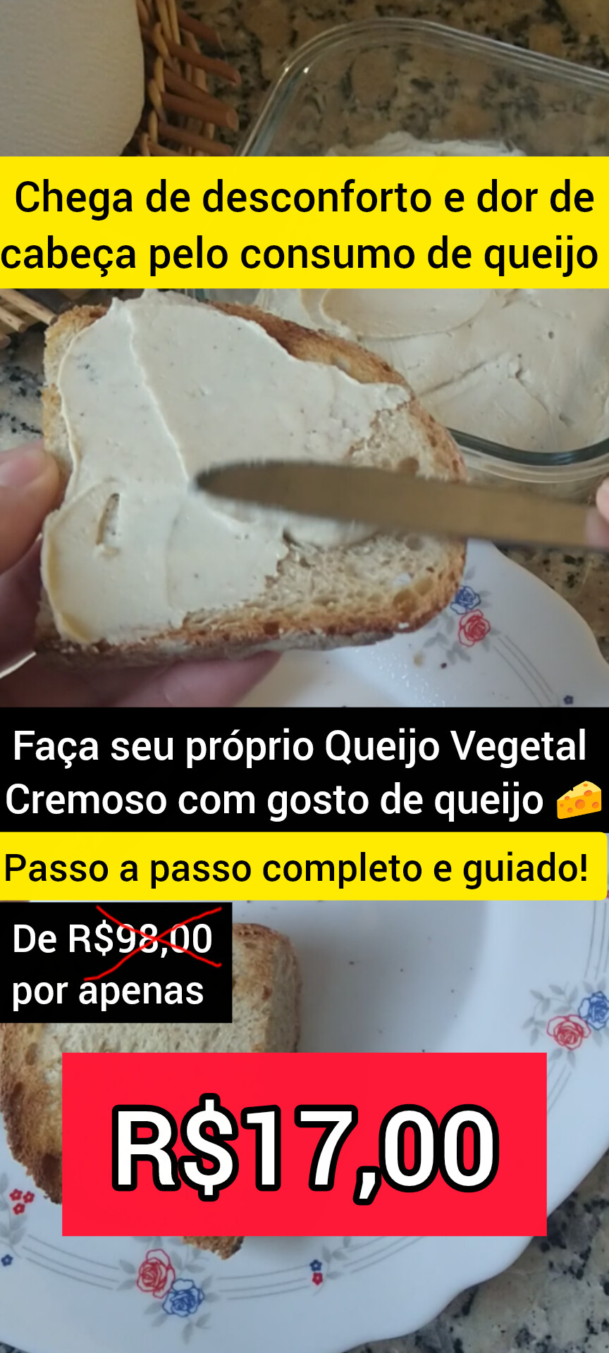 Vegan Cheese Lover Facebook ad: Queijo Vegetal Cremoso - sua solução