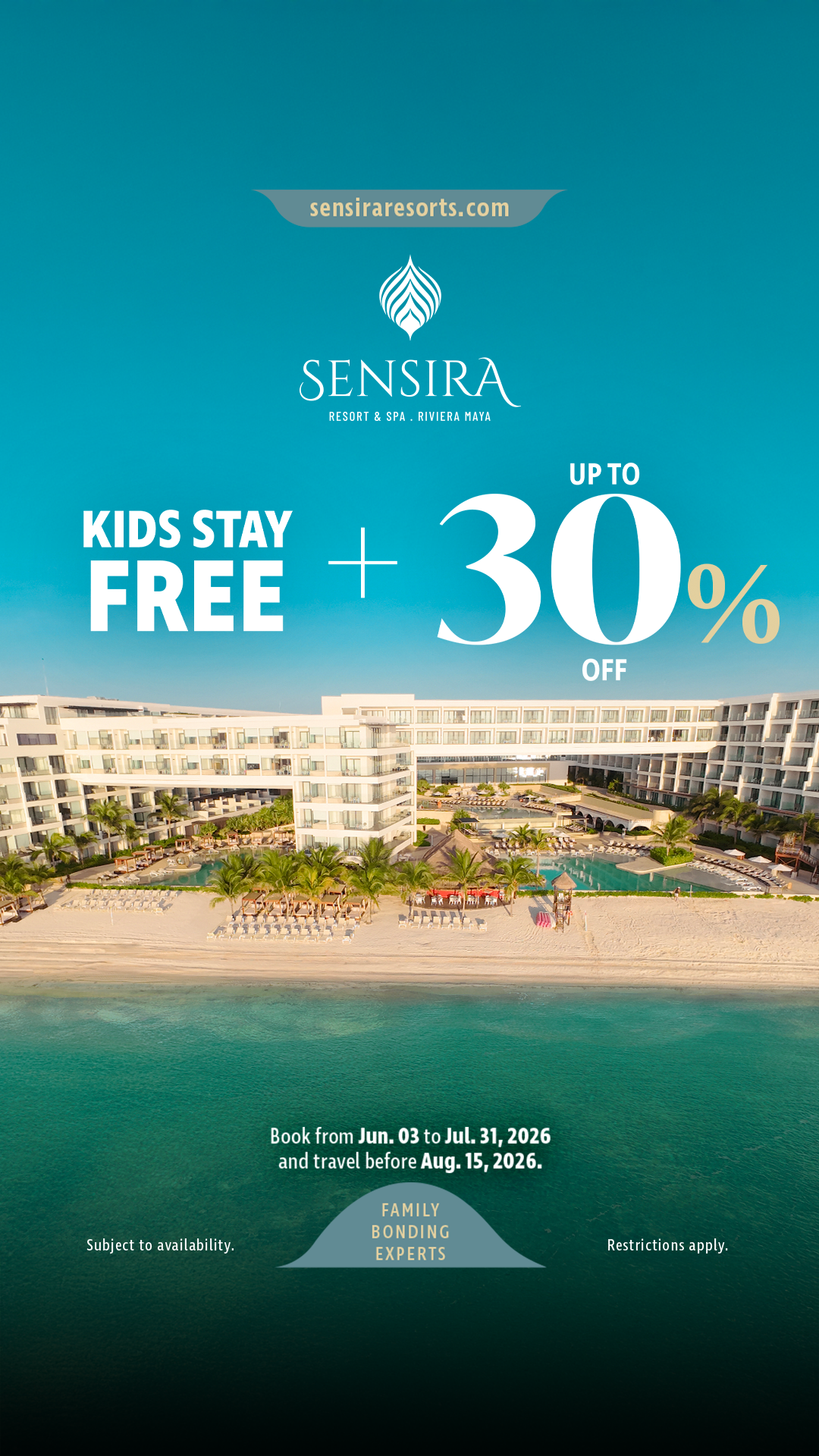 Sensira Resort & Spa · Riviera Maya Facebook ad from Jul 1, 2026