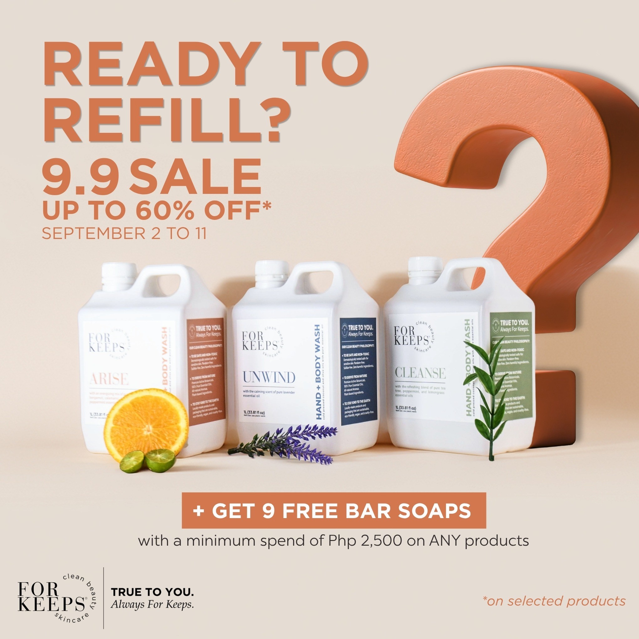 For Keeps Clean Beauty Facebook ad: FREE 9 BAR SOAPS