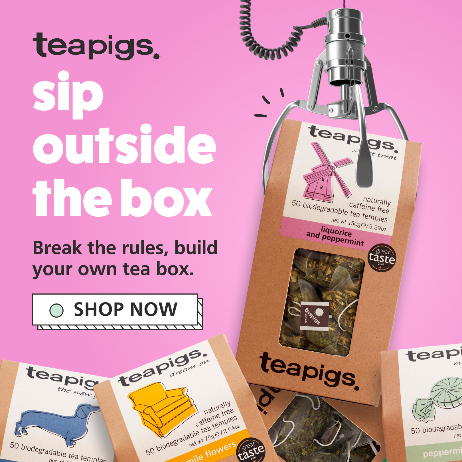 teapigs Facebook ad: Treat yourself or a loved one to a tea pick n' mix!