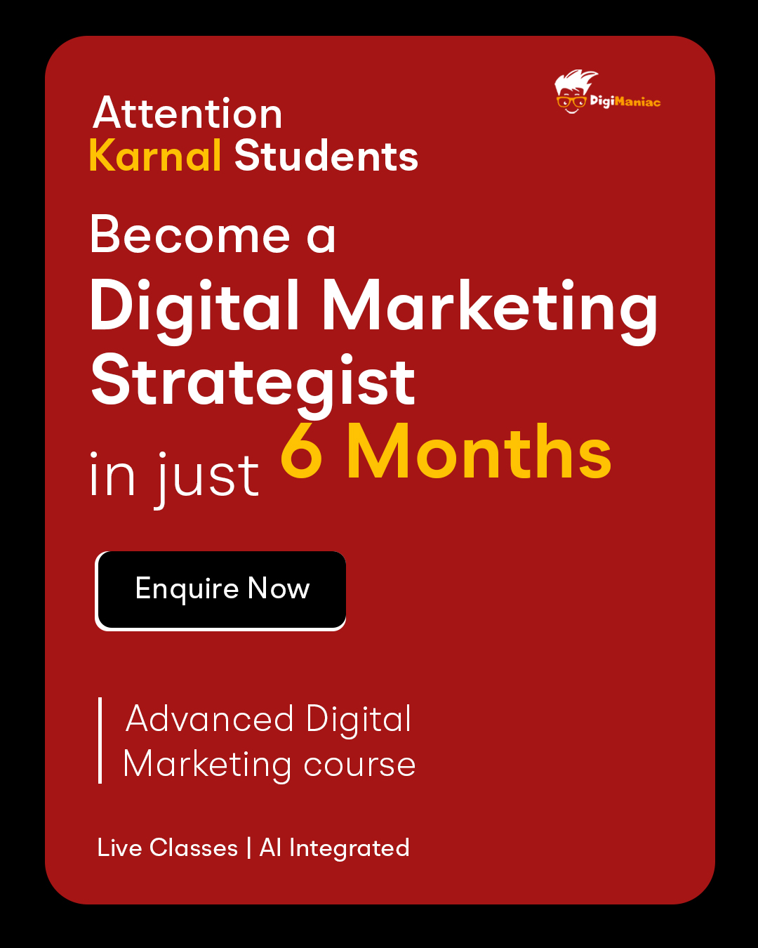 Digi Maniac Facebook ad: Karnal Students, Your Career Starts Here