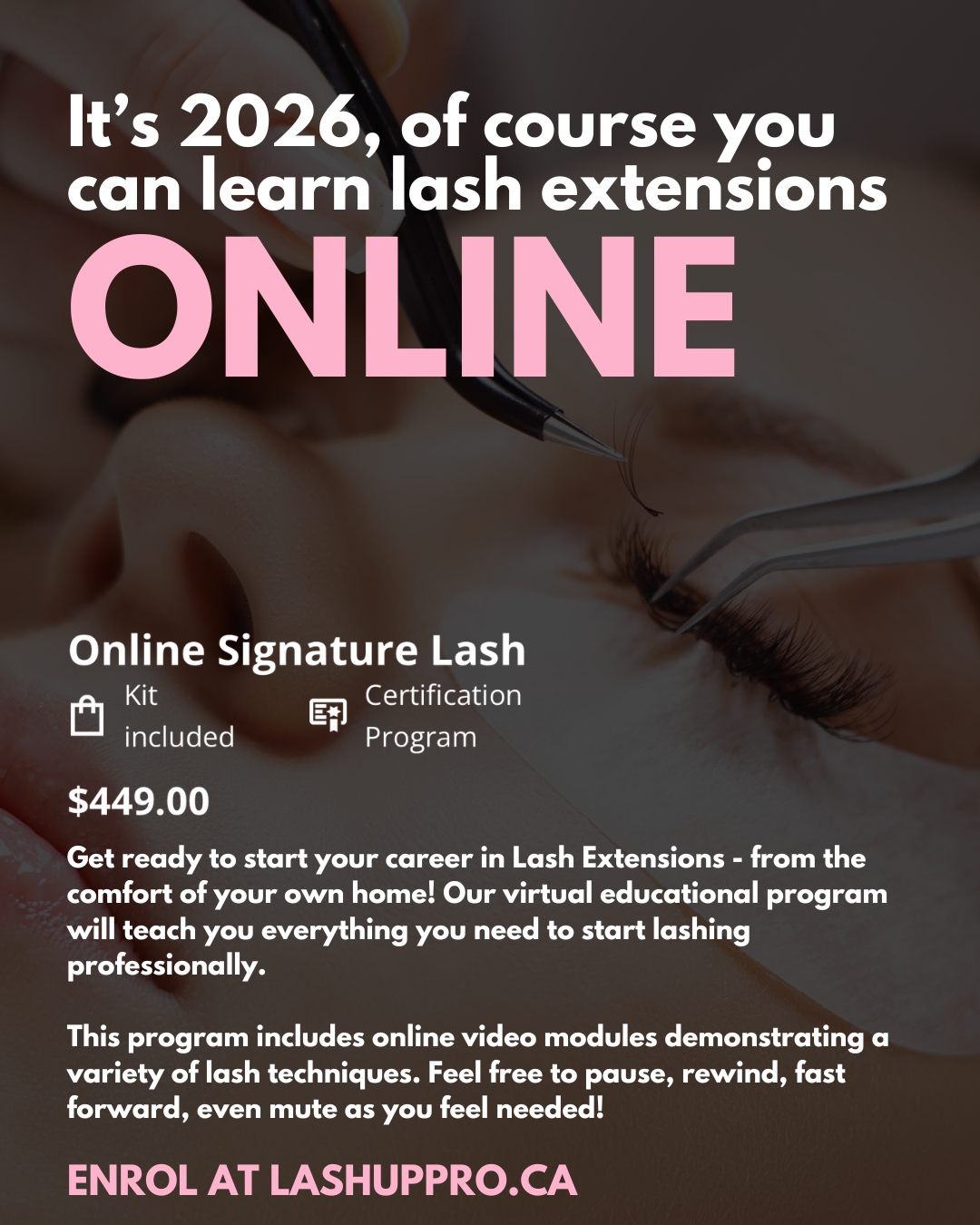 Lash Up Yeg Facebook ad: Online Signature Lash Course - Lash Up PRO