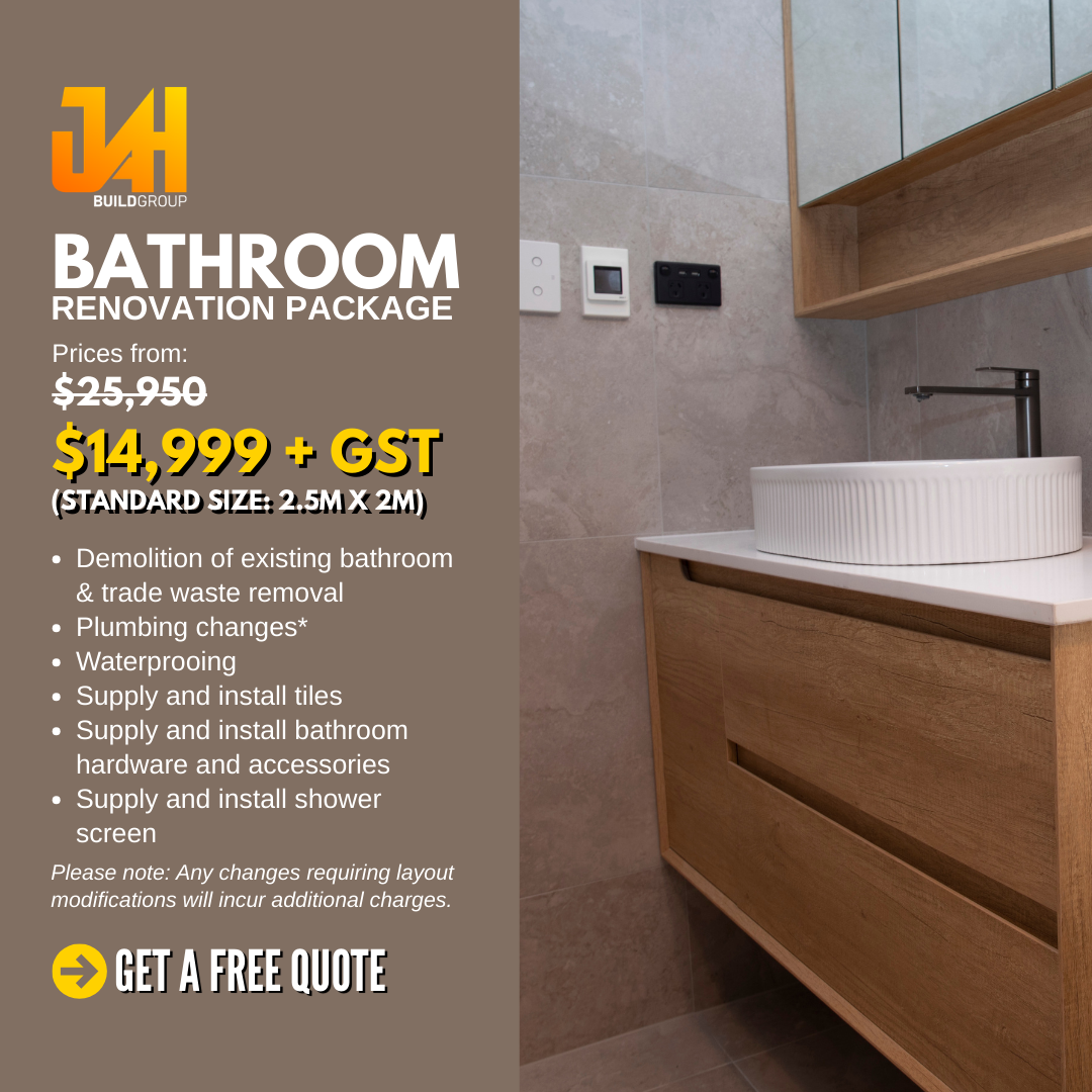 JAH Build Facebook ad: Bathroom Renovation, On Time Guaranteed