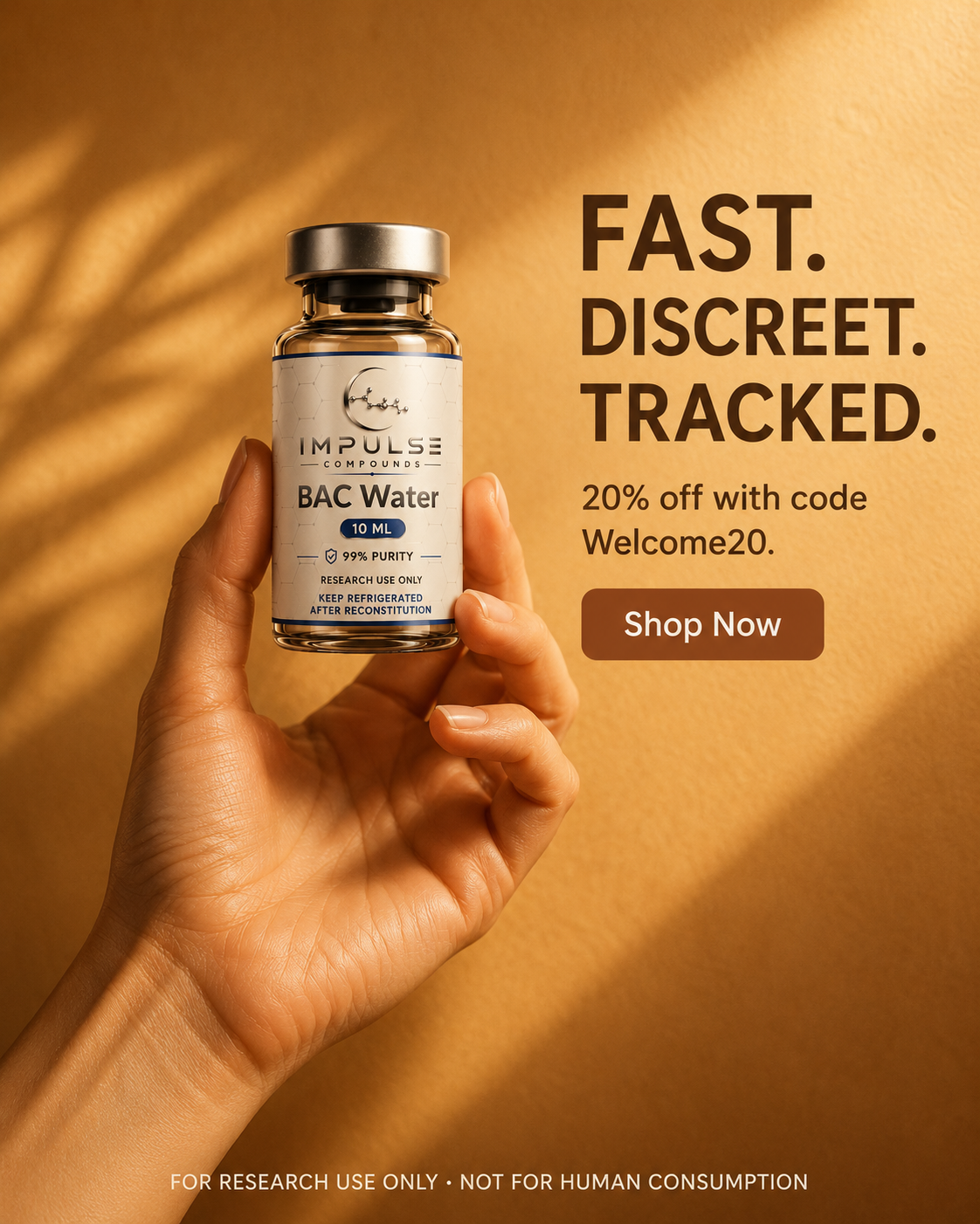 Impulse Compounds Facebook ad: 20% Off Your First Research Order