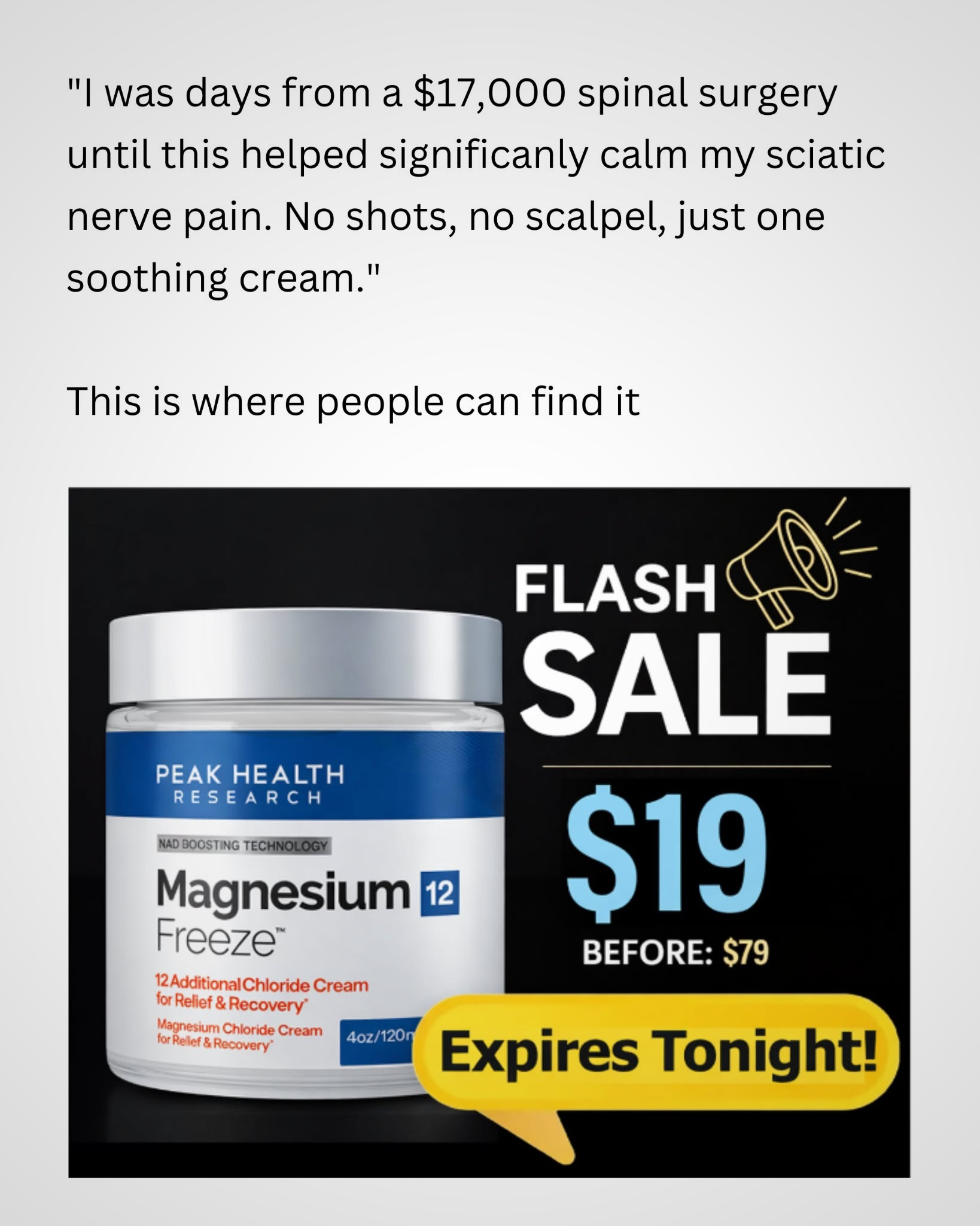 Sciatica Health Center Facebook ad