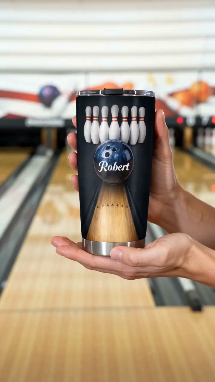 Prints10 Facebook ad: Personalized Bowling Stainless Steel Tumbler